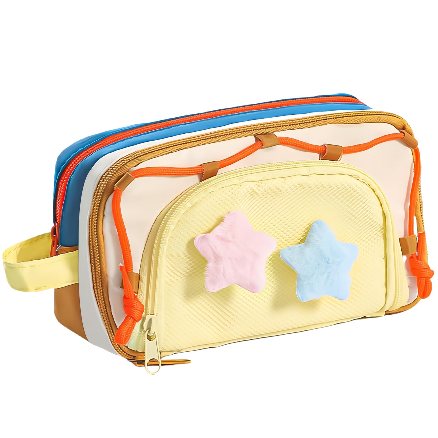 UIVXXUD Portable Multi-Layer Kawaii Star Pencil Case Organizer - Large Capacity Pencil Case with Compartments - Cute Pencil Pouch Functional Bag (Blue)
