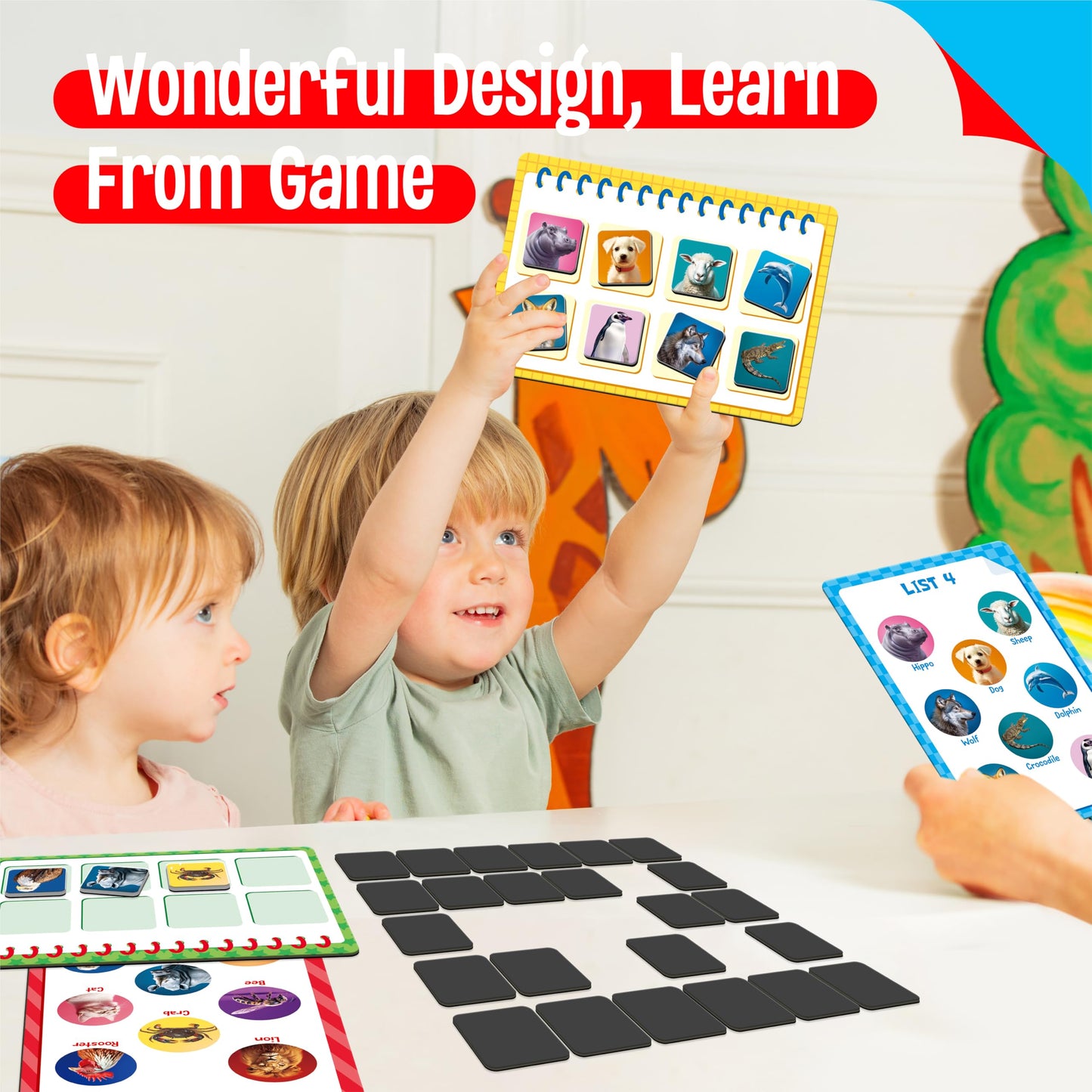 SpriteGru Magnetic Animal Matching Game, Funny Animals Learning Game, Race to Collect Your Lists Educational Toy for Boys & Girls at Home