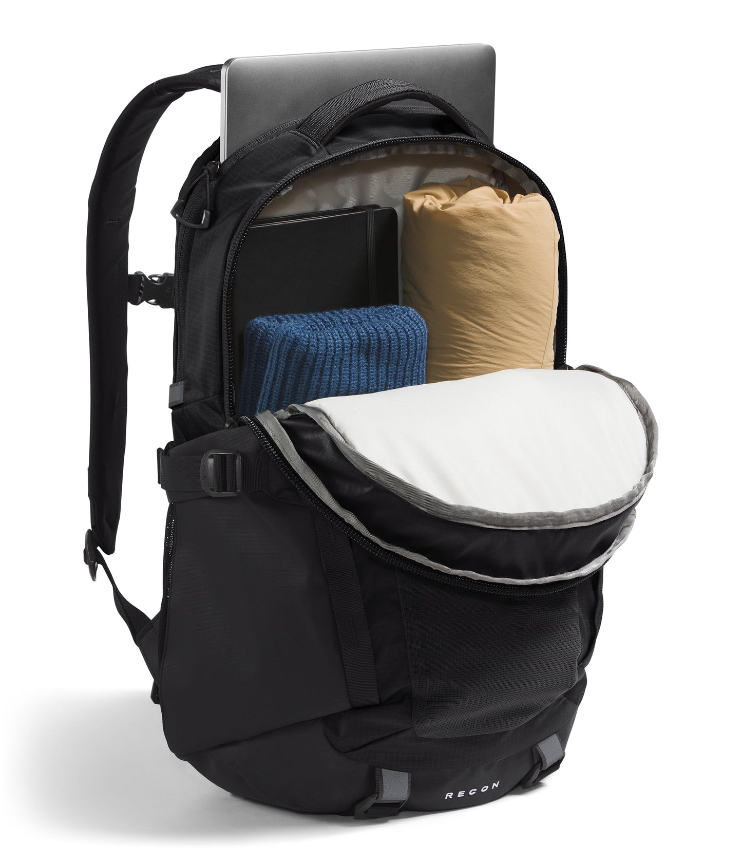 The North Face Recon Everyday Laptop Backpack - Daypack, Water Repellent, Laptop Sleeve, 2 Water Bottle Pockets, TNF Black/TNF Black-NPF, One Size