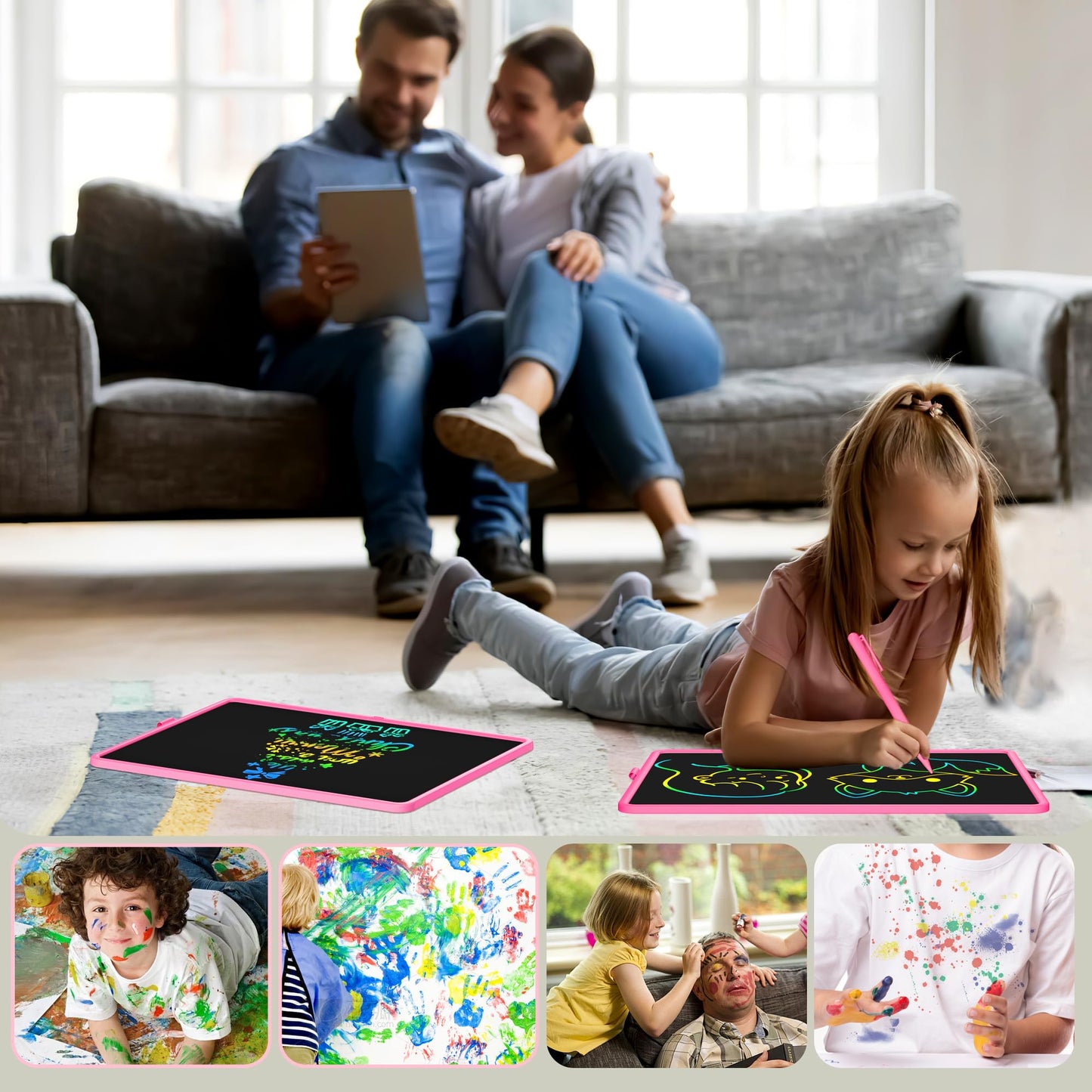 20 Inch LCD Writing Tablet for Kids, Children's Art Toys, Educational and Learning Drawing Kits, Birthday Gifts for Boys and Girs Aged 3-12+, Pink