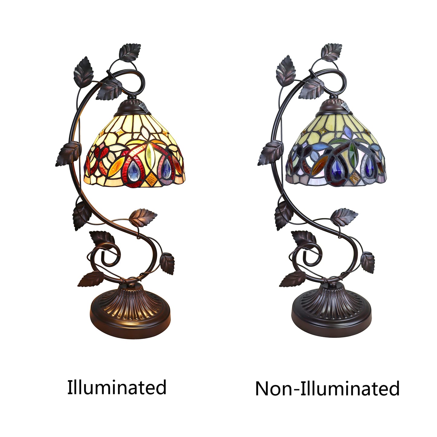 Chloe Lighting Tiffany-Style Table Lamp, Dark Bronze, Multicolor Glass, 8in Wide, Model CH33353VR08-NT1