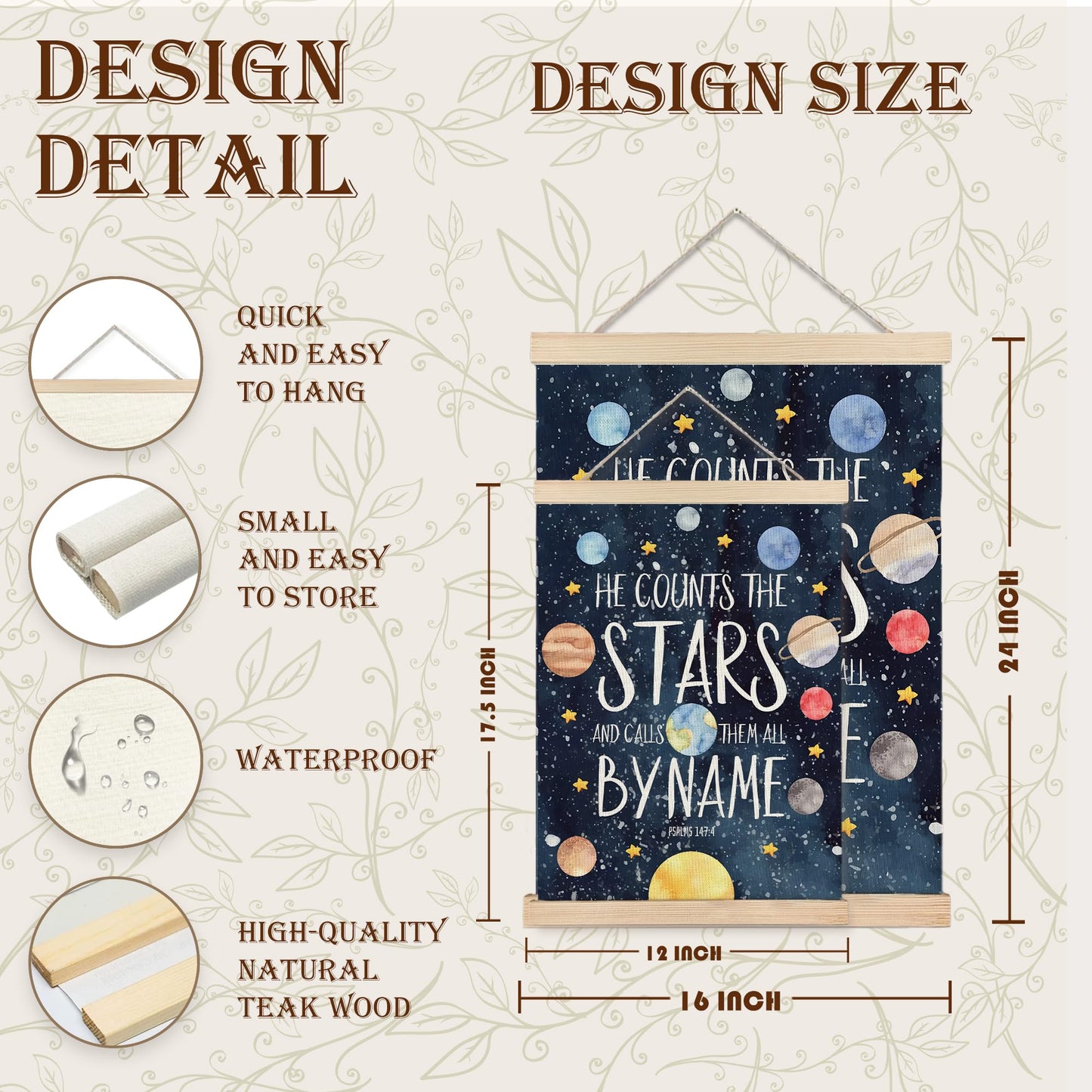 URLLUAE Solar System Poster Hanger Frame, Space Nursery Wall Art Decor,Solar System for Kids,Outer Space Room Decor for Boys Room,16x24 Inches