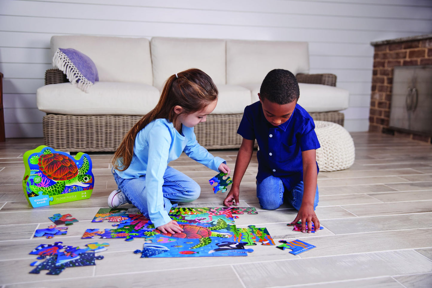 Crocodile Creek Jigsaw Puzzle, 36 Piece for Kids 3 Years and Up, Heavy-Duty Shaped Box for Storage, Finished Puzzle Size 18 x 24 inches, Sea Turtle