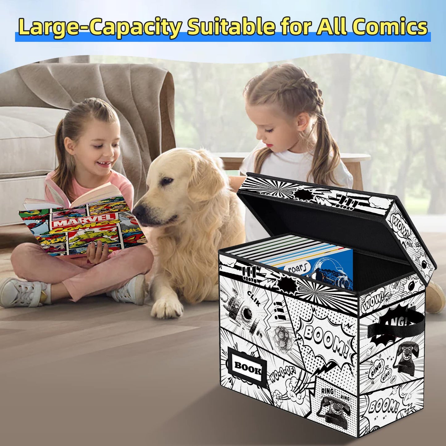 YNSZAS 10 Pack Collection Comic Book Storage Boxes, Protector Organizer 15.8" X 7.8" X 11.8" Collapsible Short Box Holds 160-180 Comic Book Heavy Duty Bin Container Holder Shelf