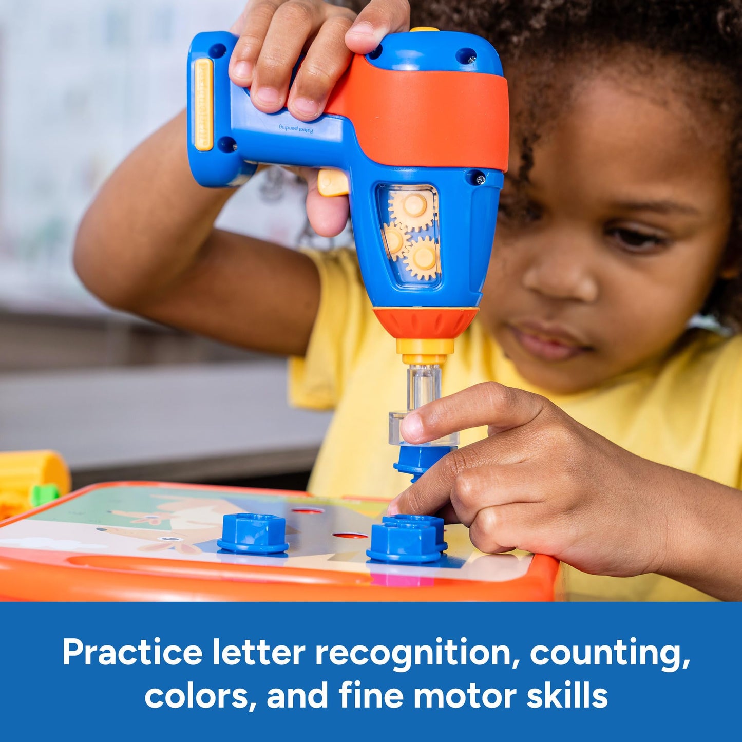 Educational Insights Design & Drill ABCs & 123s - Building Construction Toys for Toddlers, Kids Tool Set with Drill Toy, Preschool Learning Activities, Toddler STEM Toys for 3+ Year Old