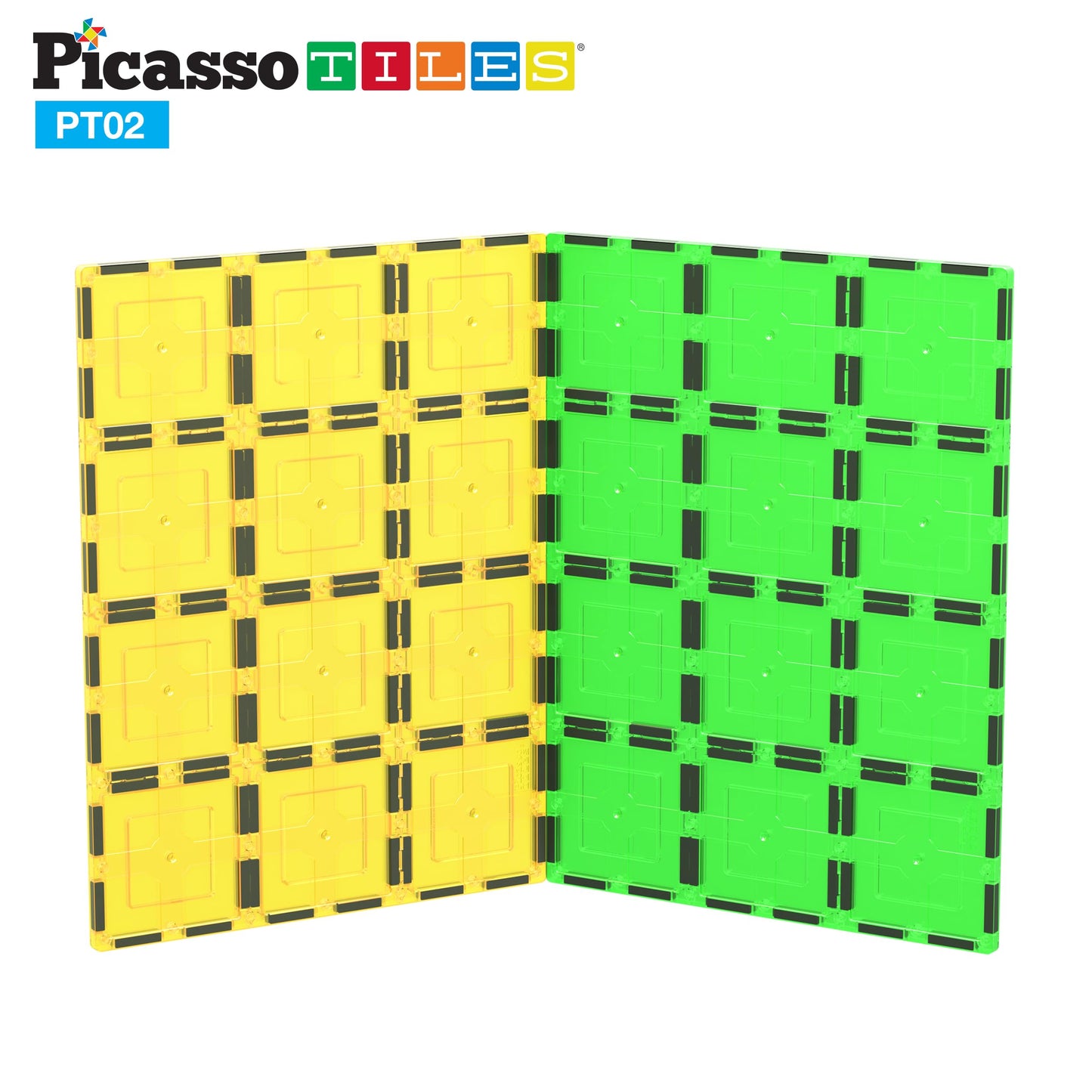 PicassoTiles Kids Toy Magnetic Building Blocks Magnet Tiles Supersized 2pc Large Stabilizer Base Jumbo XL Plate Foundation Education Construction Kit Engineering STEM Children Learning Stacking Set