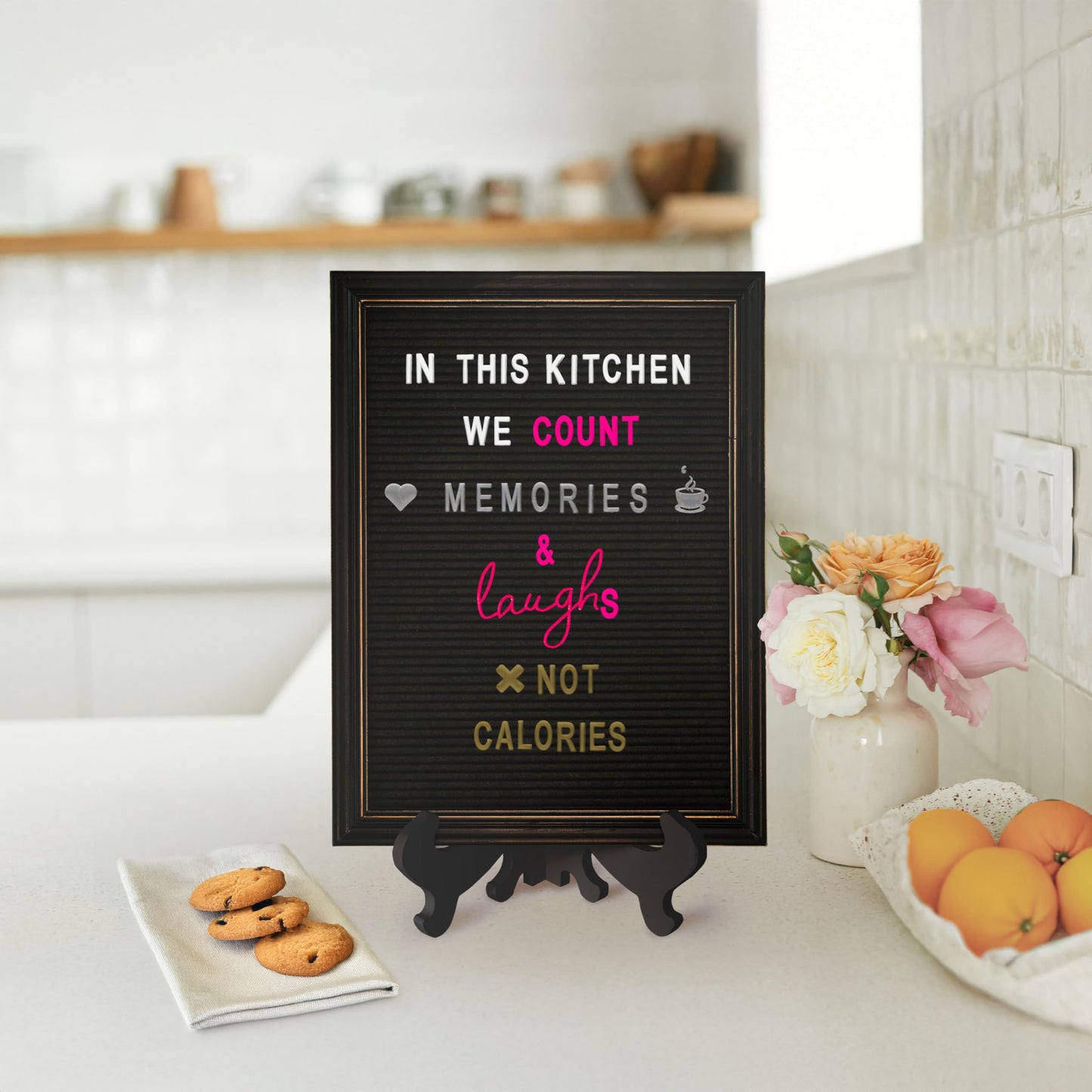 Rustic Felt Letter Board Ultimate Bundle Farmhouse Vintage Black Wood Frame and Stand by Felt Creative Home Goods Changeable Message Memo Board 800+ Letter Set (Gothic Black, 12x16)