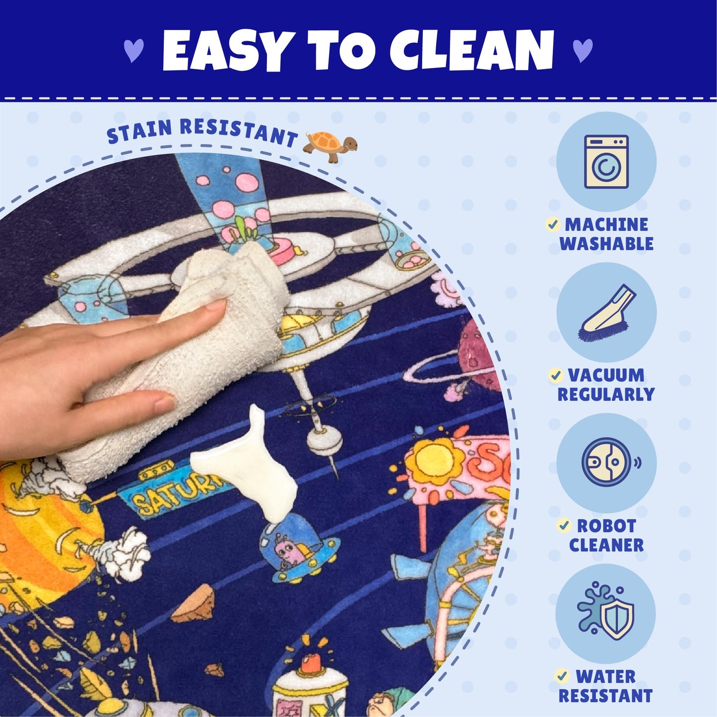 Hazo Haus Solar System Explorer 6x9 Kids Area Rug – Educational Outer Space Map with Planets, Rockets, Robots & Aliens – Ideal for Playroom, Classroom, Living Room, or Science-Loving Children