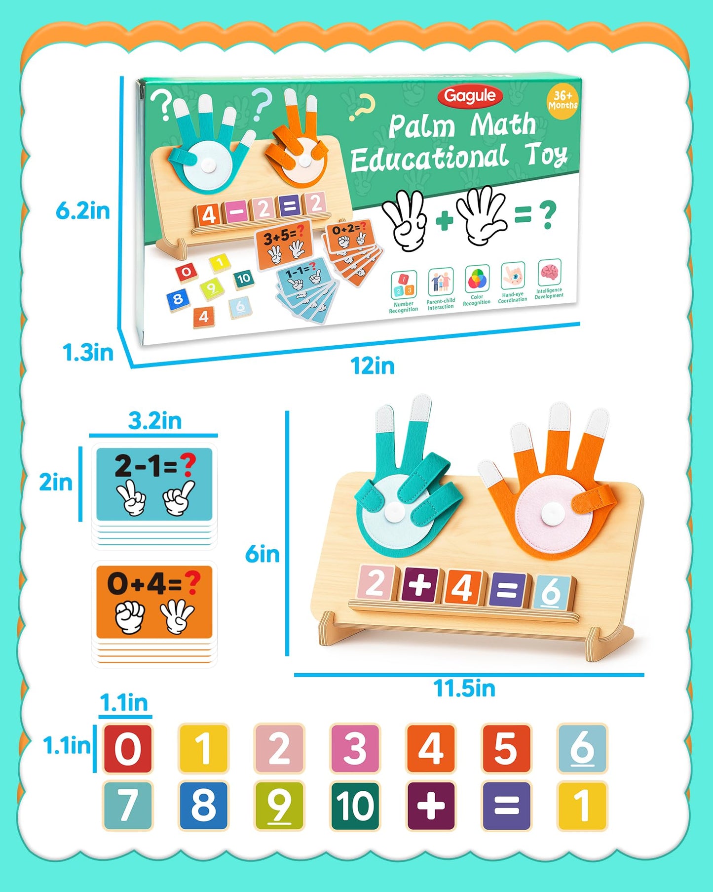 Montessori Educational Learning Toys for 3 4 5 Year Old Boys Girls Birthday Gifts, Toddler Preschool Learning Activities, Number Counting Blocks Toys for Kids, Math Manipulatives Counting Toy for 3-5