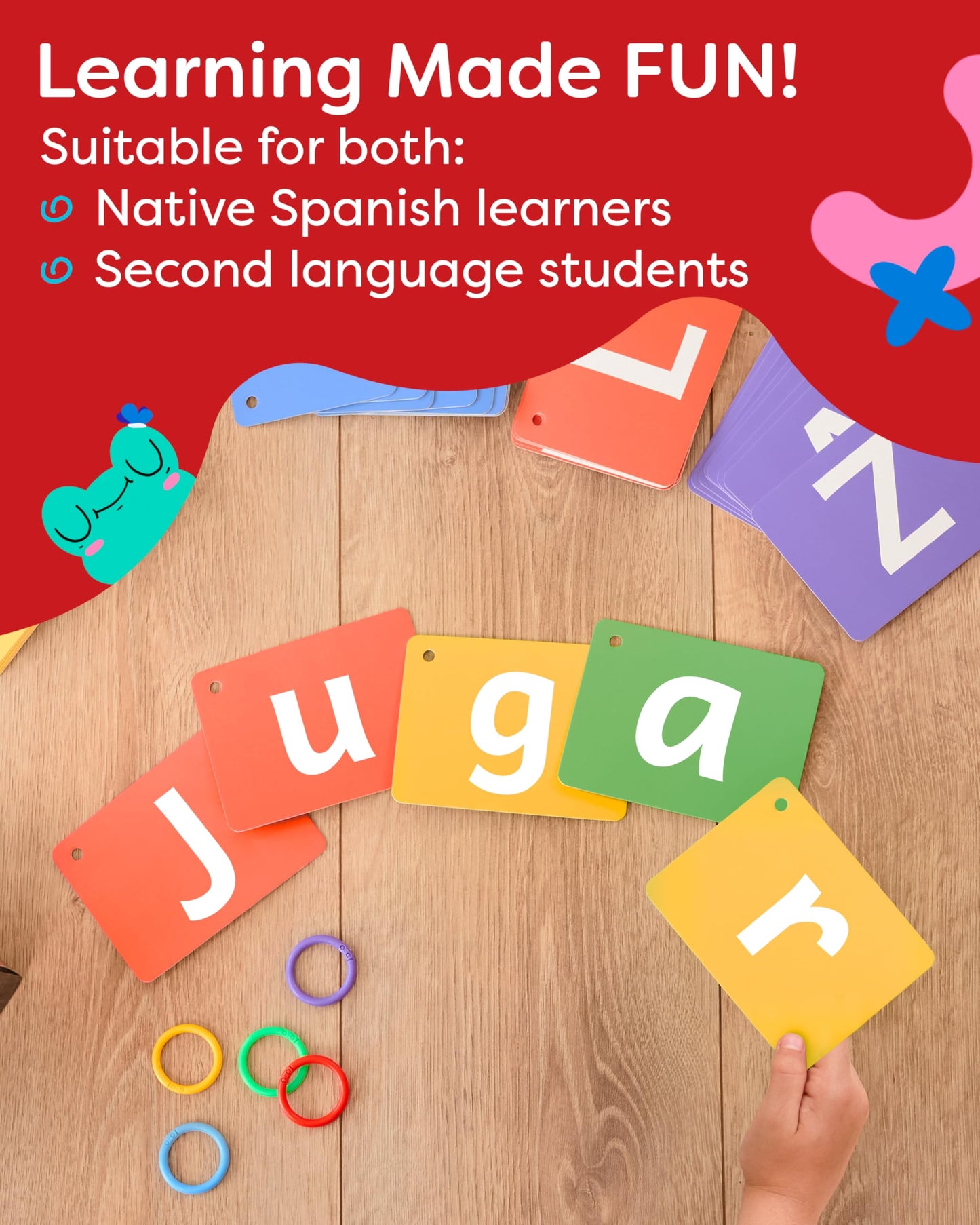 Spanish Alphabet Flash Cards - Thick ABC Flash Cards for Kids Ages 3-6 - Lowercase & Uppercase Letter Recognition Learning Game