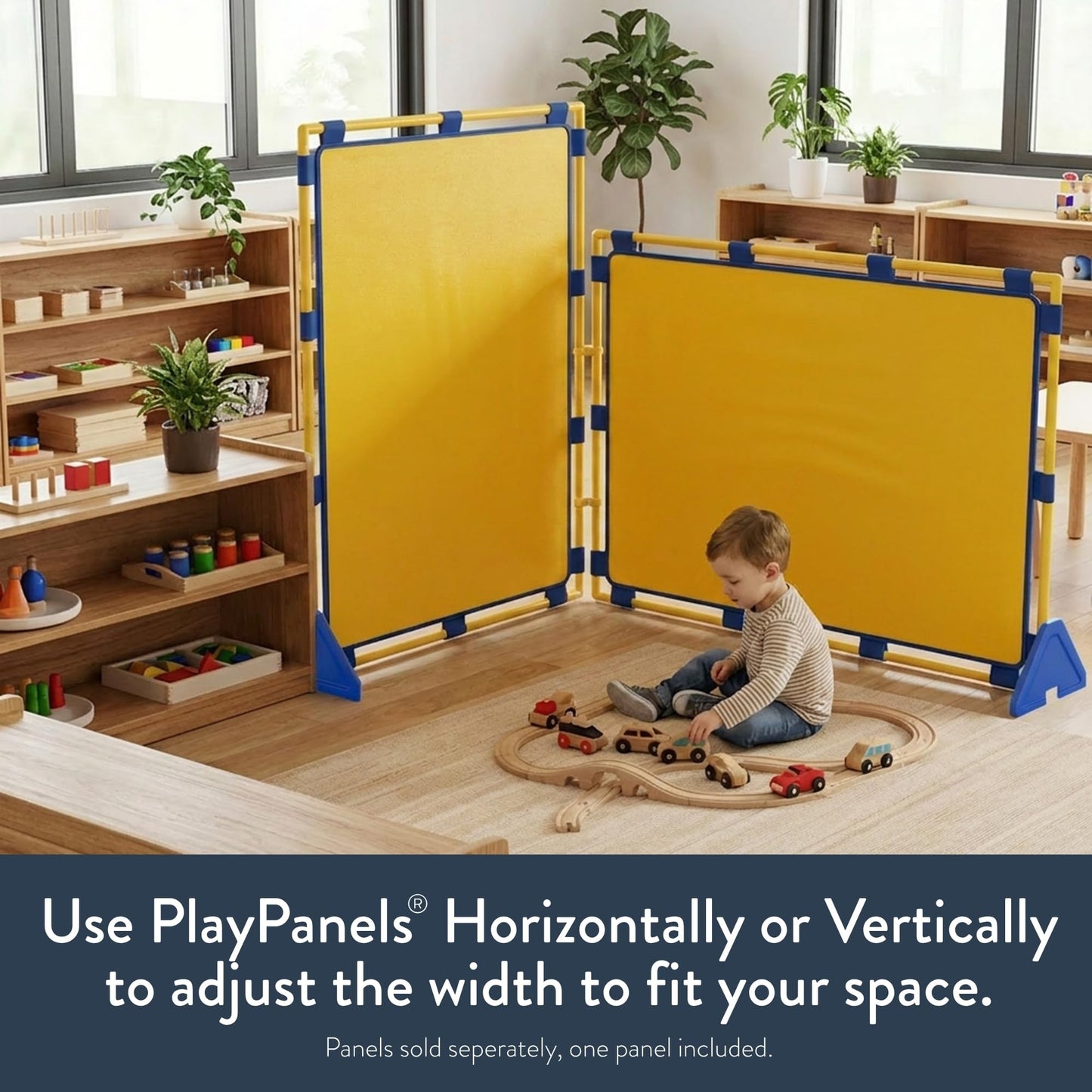 Children's Factory Big Screen PlayPanel, Kids Room Divider, Classroom Privacy Screen, Cantilever Feet Included, Yellow