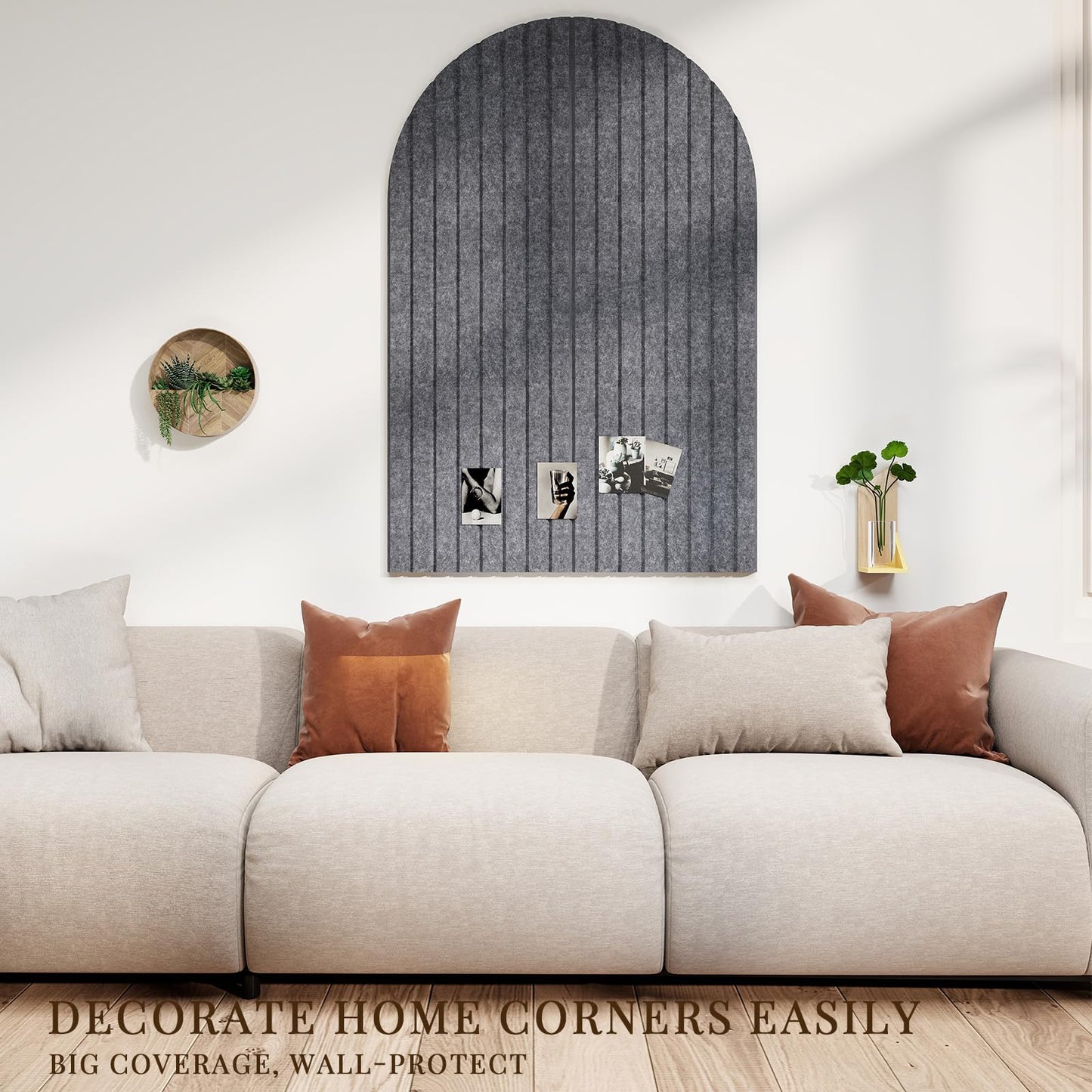 JBER Large Arched Felt Bulletin Board 36" x 24" - 6 Pack Felt Wall Tiles, Cork Board Alternative to Use in Office & Home Decor, Classroom Decor, Vision Board to Display Your Photos(Dark Gray)