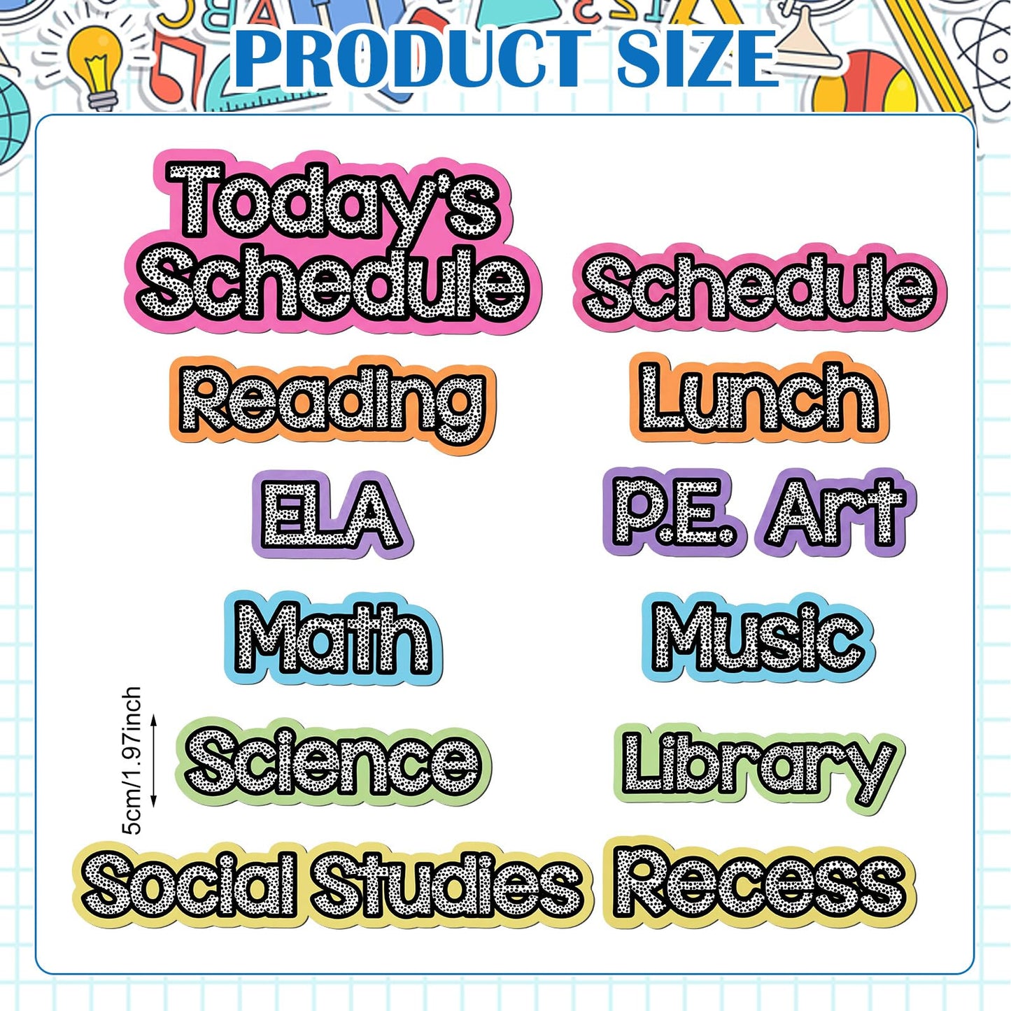 AmazingSpark 12 Pcs Class Subjects Magnets Classroom Daily Schedule Magnets Reusable Today's Schedules Labels Set Dry Erase Labels for Whiteboard Bulletin Board Decor School Elementary Organization