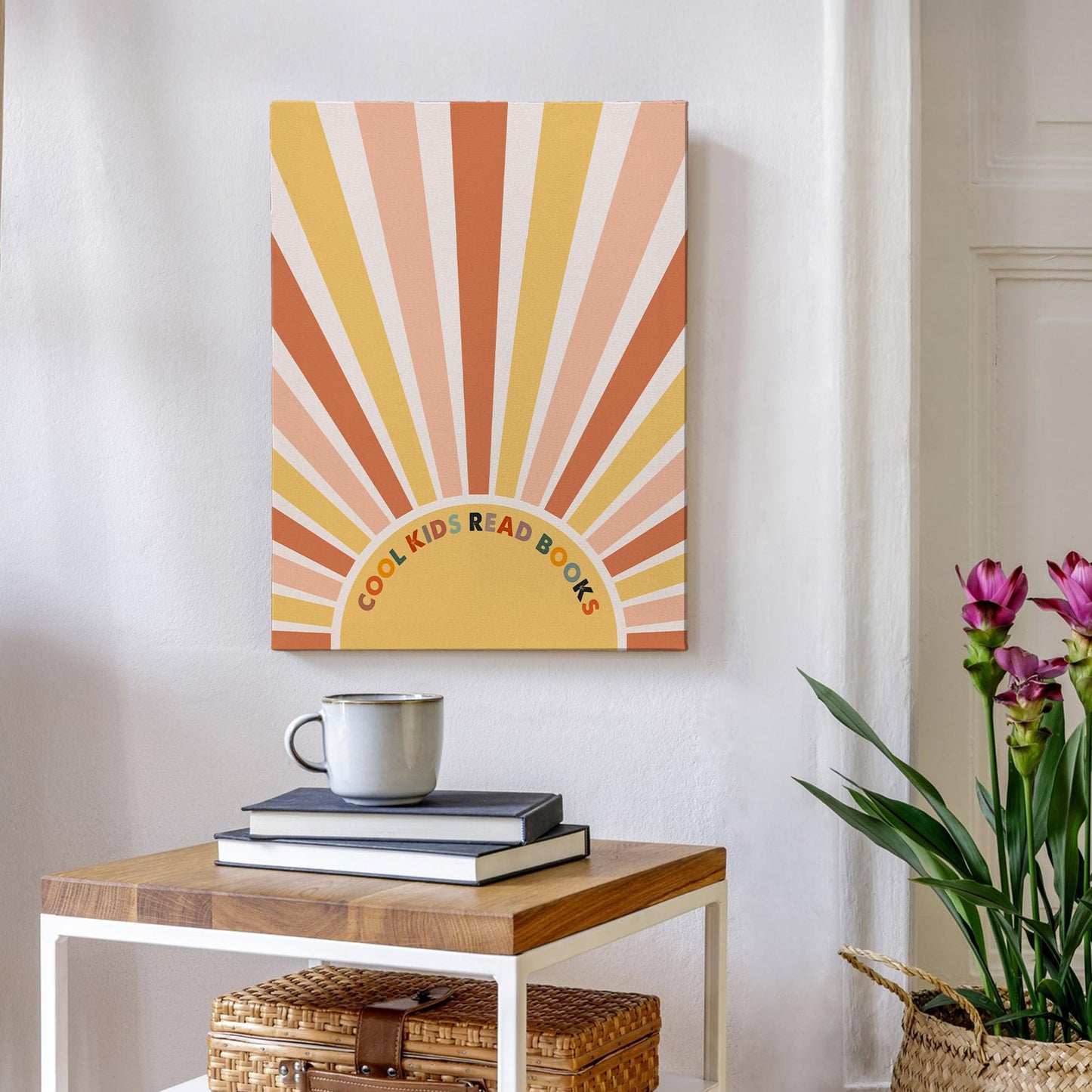 XINCEYWJ Boho Sun Sunshine Classroom Wall Decor, Cool Kids Read Books Canvas Art Prints Framed, Read Corner, Teacher Gift, Classroom Welcome Reading Wall Art for Kids school Nursery Room, 11x14 In