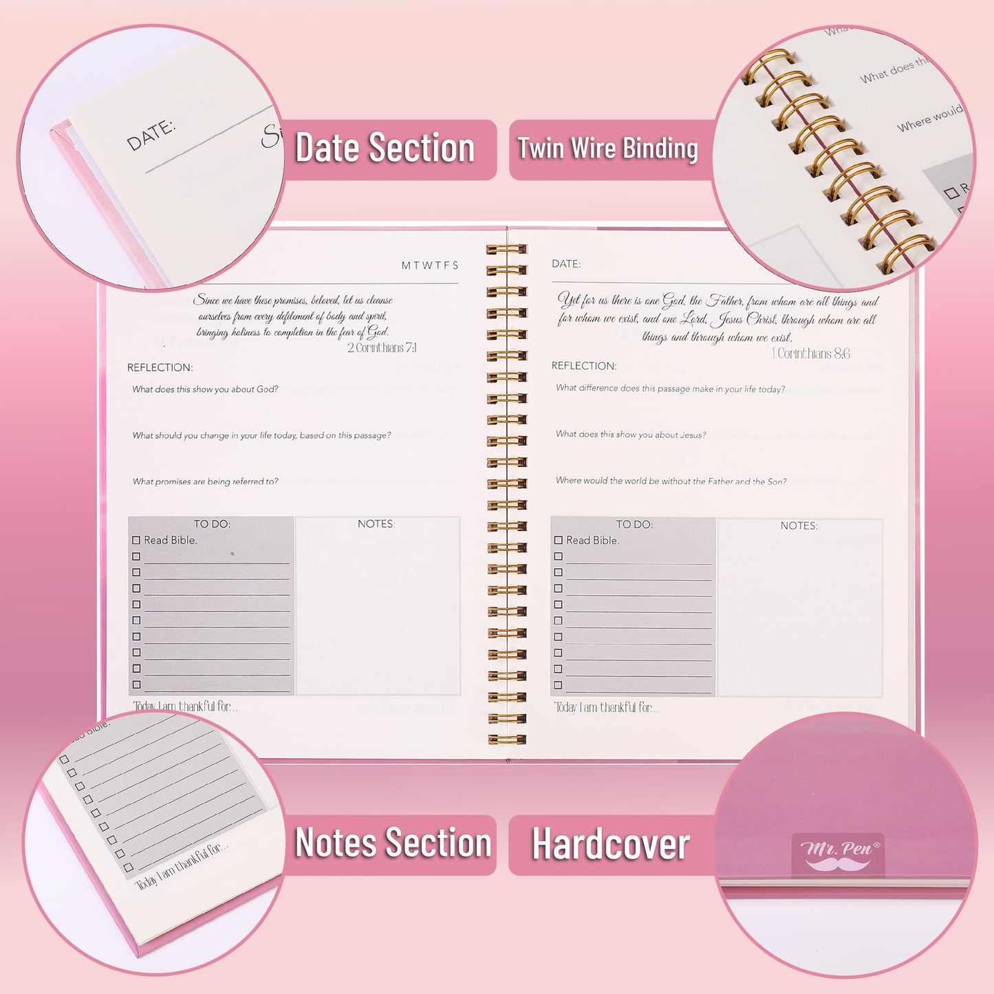Mr. Pen- Bible Journaling Kit for Women, Bible Highlighters and Pens No Bleed, Notes, Tabs, Washi Tape & Journal for Devotions, Prayer & Christian Gifts