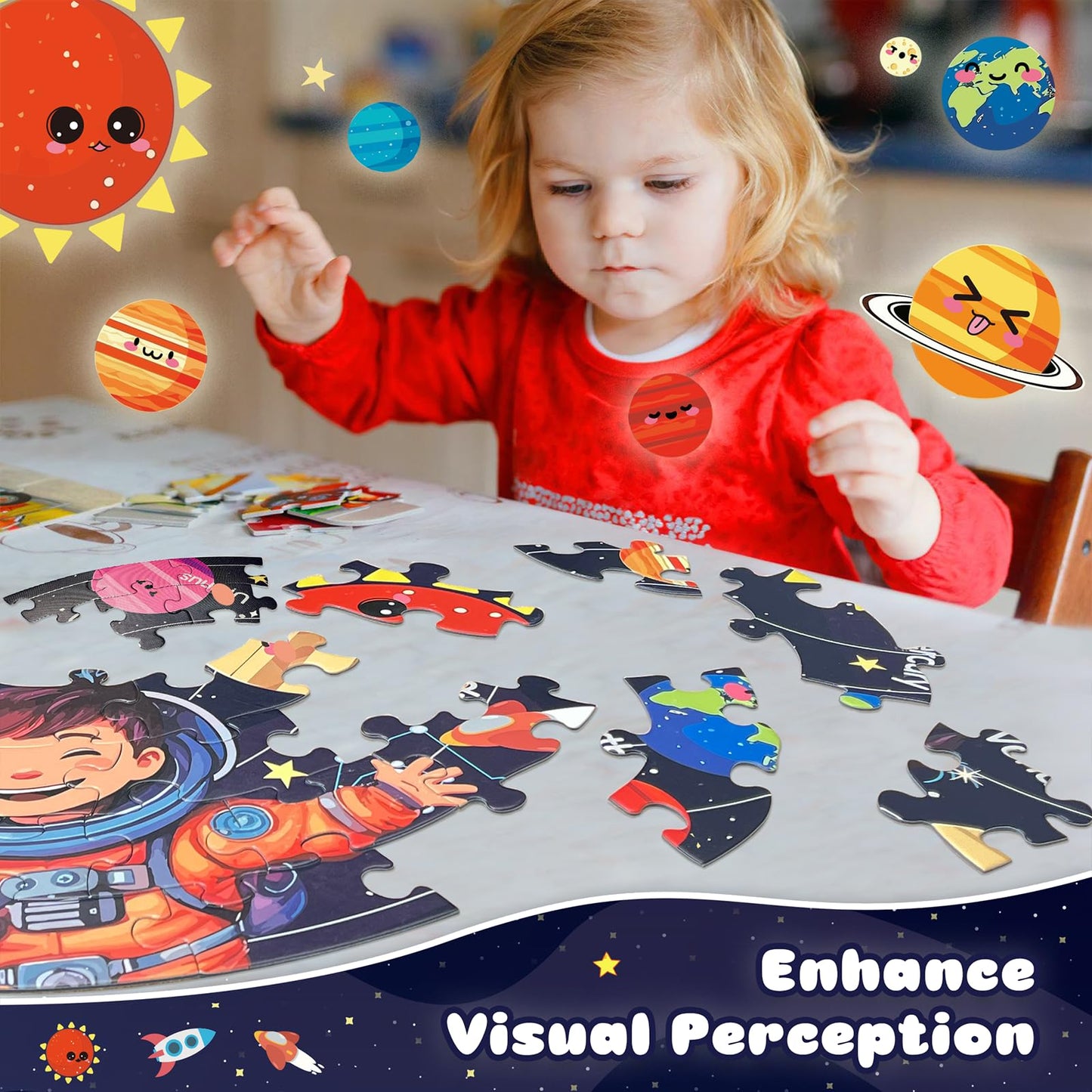 TALGIC Puzzles for Kids Ages 4-6 with Solar System Planets, 70 Piece Round Large Kids Floor Puzzles for Ages 3 4 5 6 7 8, Educational Toy Gift Jigsaw Puzzles for 5 Year Old Boys Girls