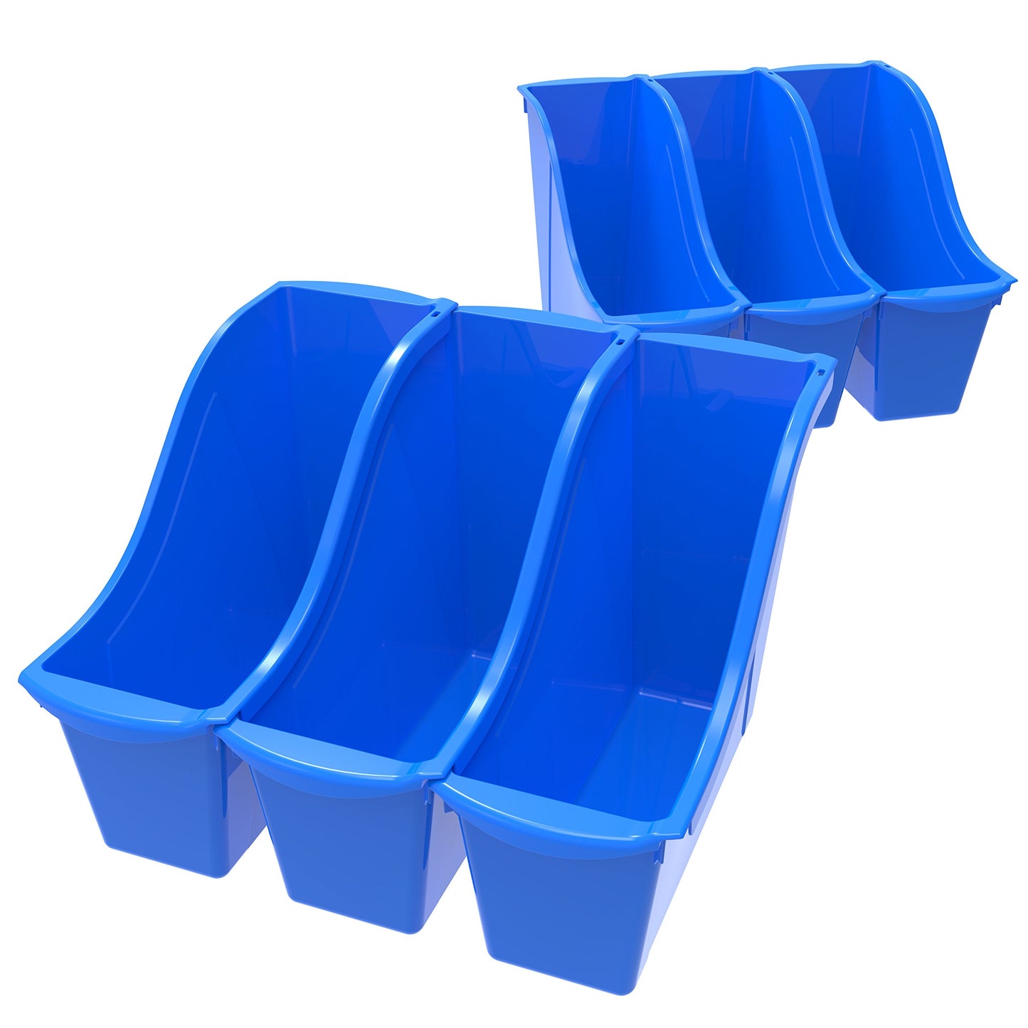 Storex Small Book Bin – Interlocking Plastic Organizer for Home, Office and Classroom, Blue, 6-Pack (71108C06C)