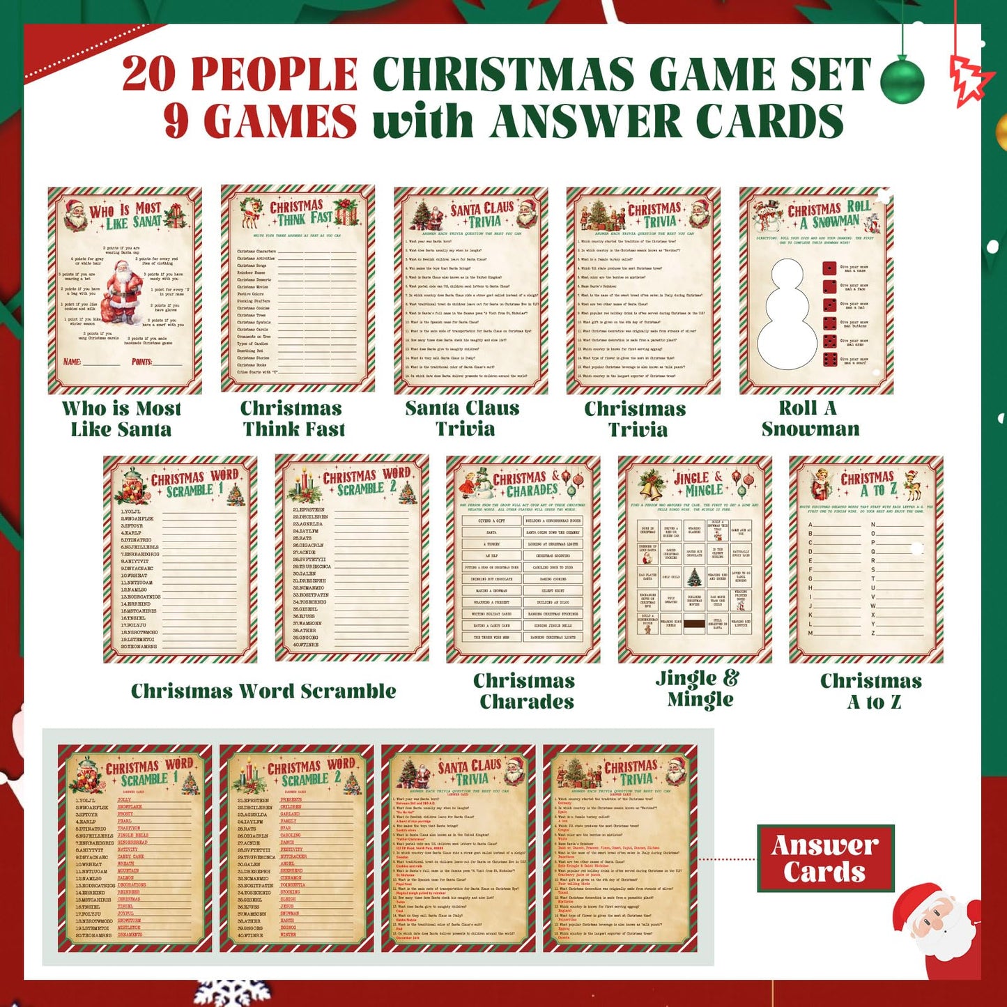 Fullhawl 124 Pcs Christmas Trivia Games Cards with Buzzers and Answer Pencils Bulk Christmas Family Game Cards for Adults Friends Large Group Festival Guessing Activity Holiday Party(Candy Cane)