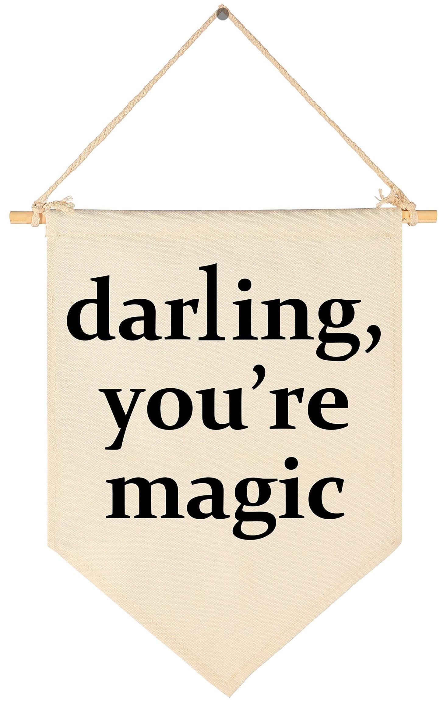 Darling You're Magic - Canvas Hanging Pennant Flag Banner Wall Sign Decor Gift for Nursery Baby Kids Girl Boy Teen Bedroom Playroom Decor- Birthday Christmas Gift