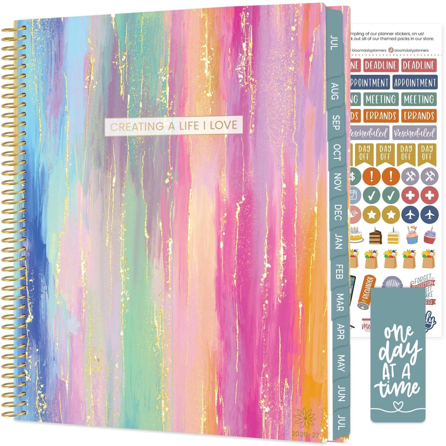 bloom daily planners 2026-2027 Planner (8.5” x 11") 13 Month Academic Year Organizer (July 2026 - July 2027) - Weekly & Monthly Agenda Book with Stickers & Tabs - Creating a Life I Love