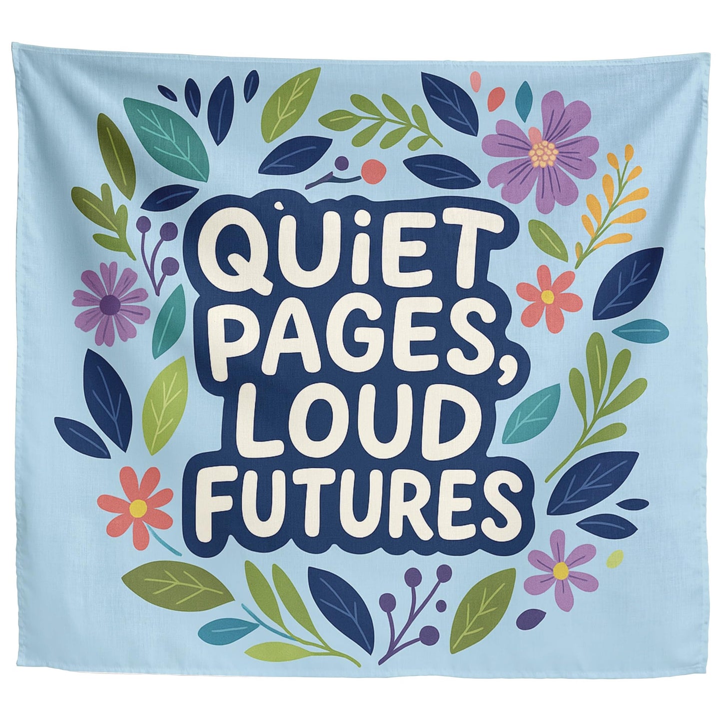 Elmsfell Reading Corner Tapestry for Classroom – Quiet Pages Loud Futures Motivational Wall Art, Boho Floral Library Decor for Elementary School & English Teacher Gift (50x60 Inch)