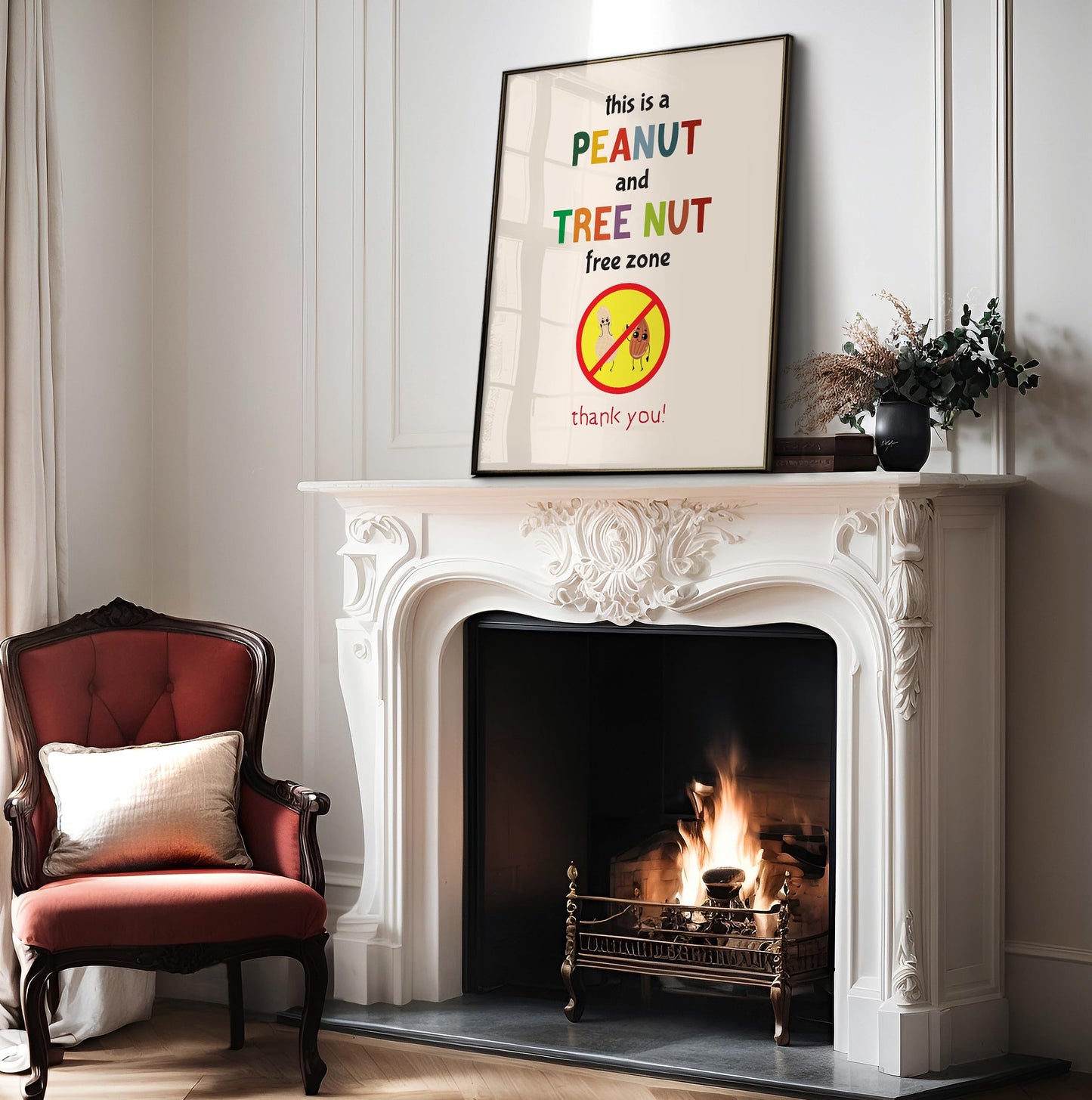 Poster Master Peanut and Tree Nut Free Zone Poster - Food Allergy Awareness Print - Preppy Art - Educational Art - Decor for School or Classroom - 8x10 UNFRAMED Wall Art