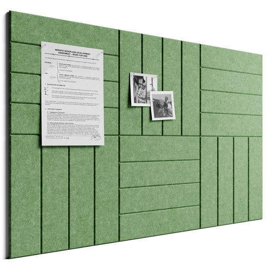 Bumusty Large Cork Board Alternative-36 x 24" Felt Bulletin Board Tiles, with 30 Pushpins, 40 Adhesive Tabs, Bold-Stripe 6-Pack, Cork Boards for Office Push Pin Board Felt Board-Moss Green