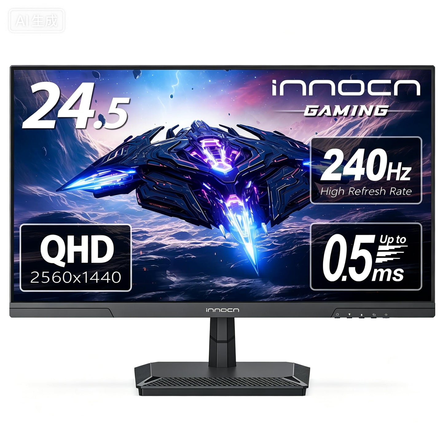 INNOCN 24.5 Inch Gaming Monitor 1440P 240Hz QHD 2K PC Desktop Gaming Screen Fast IPS HDMI 2.1 Display, DisplayPort, Built-in Speaker, 25G2S