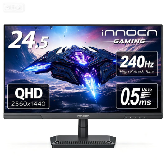 INNOCN 24.5 Inch Gaming Monitor 1440P 240Hz QHD 2K PC Desktop Gaming Screen Fast IPS HDMI 2.1 Display, DisplayPort, Built-in Speaker, 25G2S