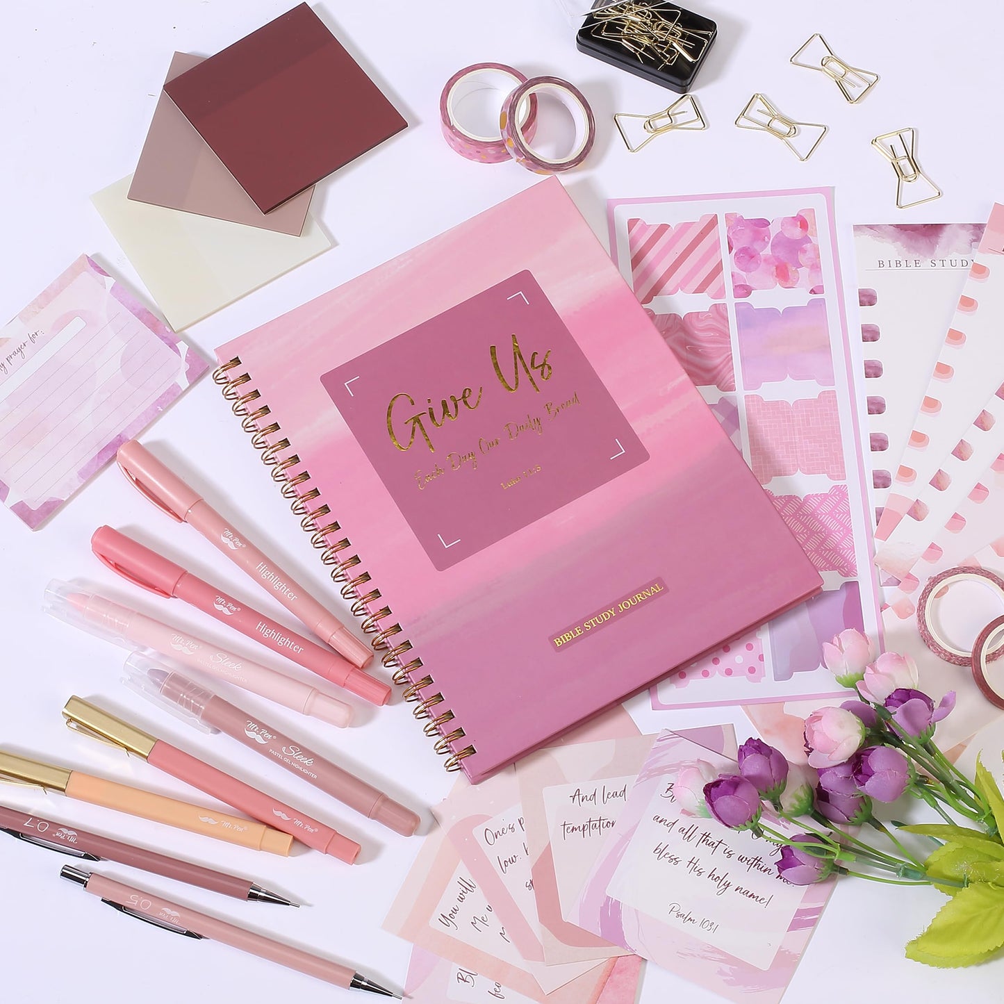 Mr. Pen- Bible Journaling Kit for Women, Bible Highlighters and Pens No Bleed, Notes, Tabs, Washi Tape & Journal for Devotions, Prayer & Christian Gifts