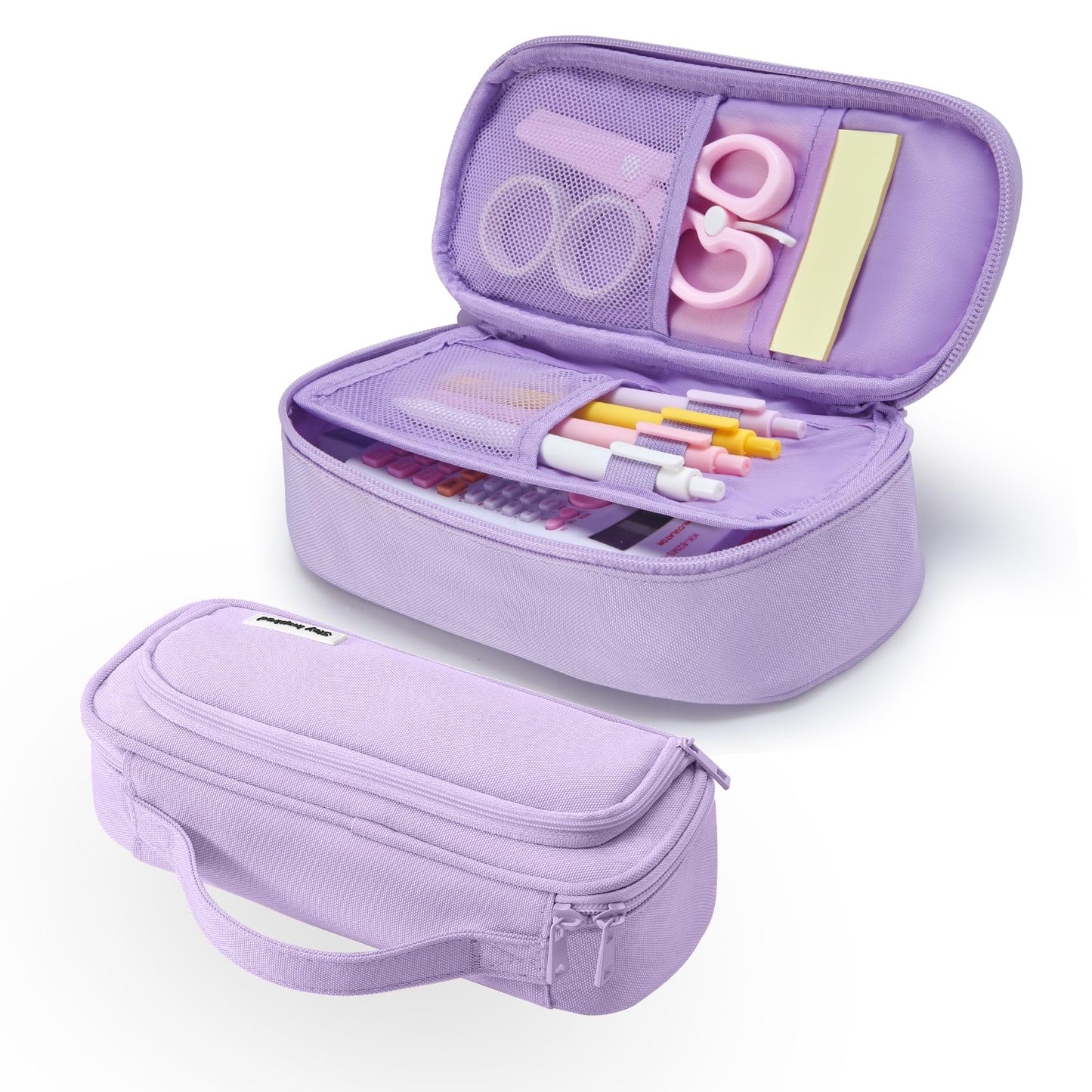 Ralnitote Large Pencil Case for Girls and Boys, Aesthetic Pencil Case Organizer with Handle, Cute Pencil Pouch for School & Office Supplies-Purple