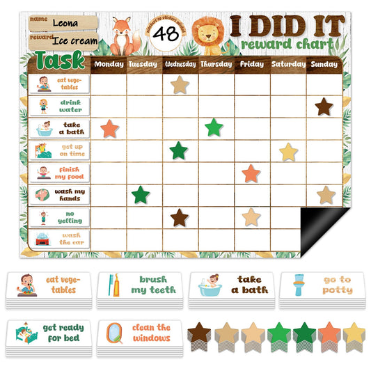 Magnetic Reward Chart for Kids at Home Woodland Animals Behavior Reward Chart System Magnetic Behavior Tracker Forest Animals Theme Incentive Chore Pad to Develop Responsibility and Good Habits