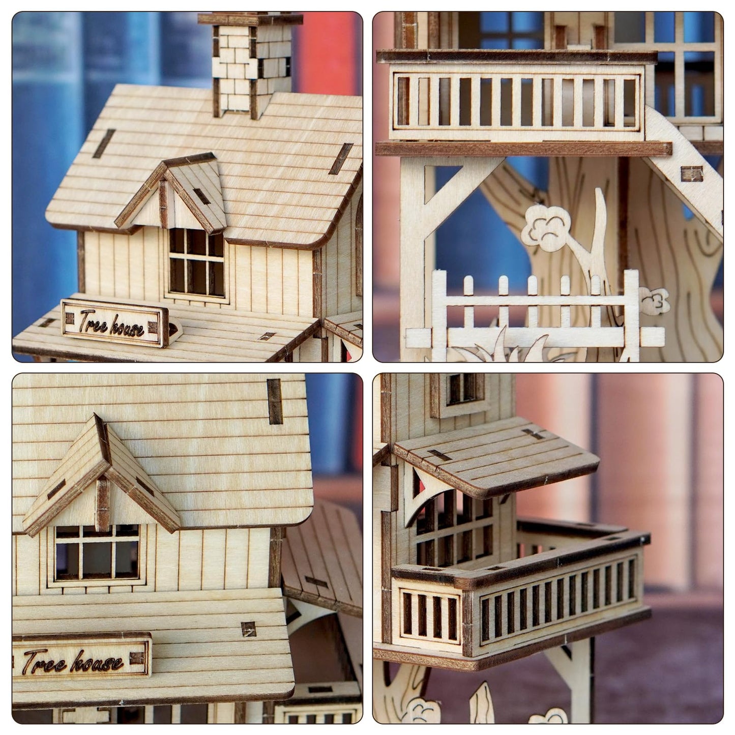 Foyucool 3D Wooden Puzzle for Adults, DIY Creative Treehouse Design Model Kit, Creative Assembly Model Building Kits to Build for Adults, DIY Assembly Puzzle for Christmas Day