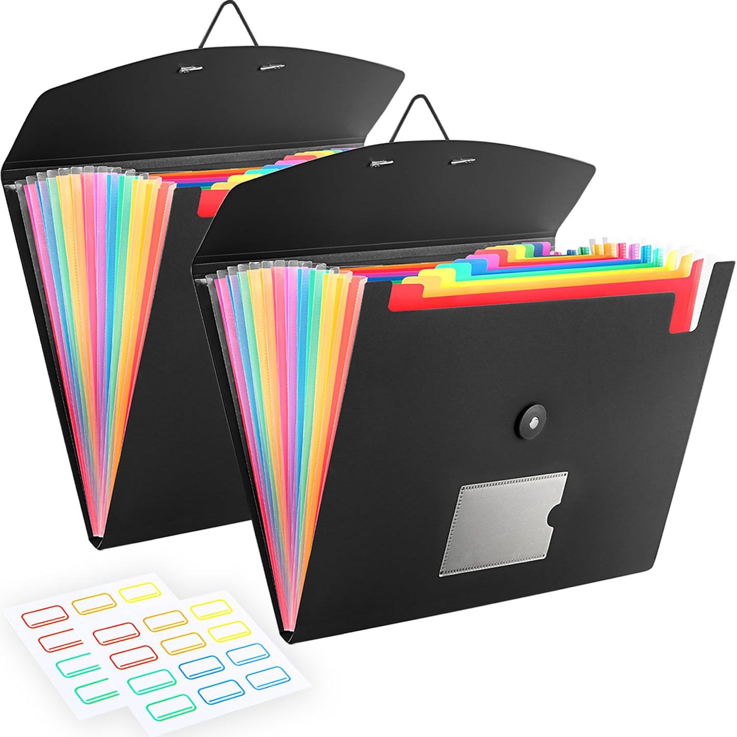2-Pack 13-Pocket Expanding File Folder, Accordion File Organizer with Labels, Fits Letter Size & A4 Paper, for Home Office School College Supplies