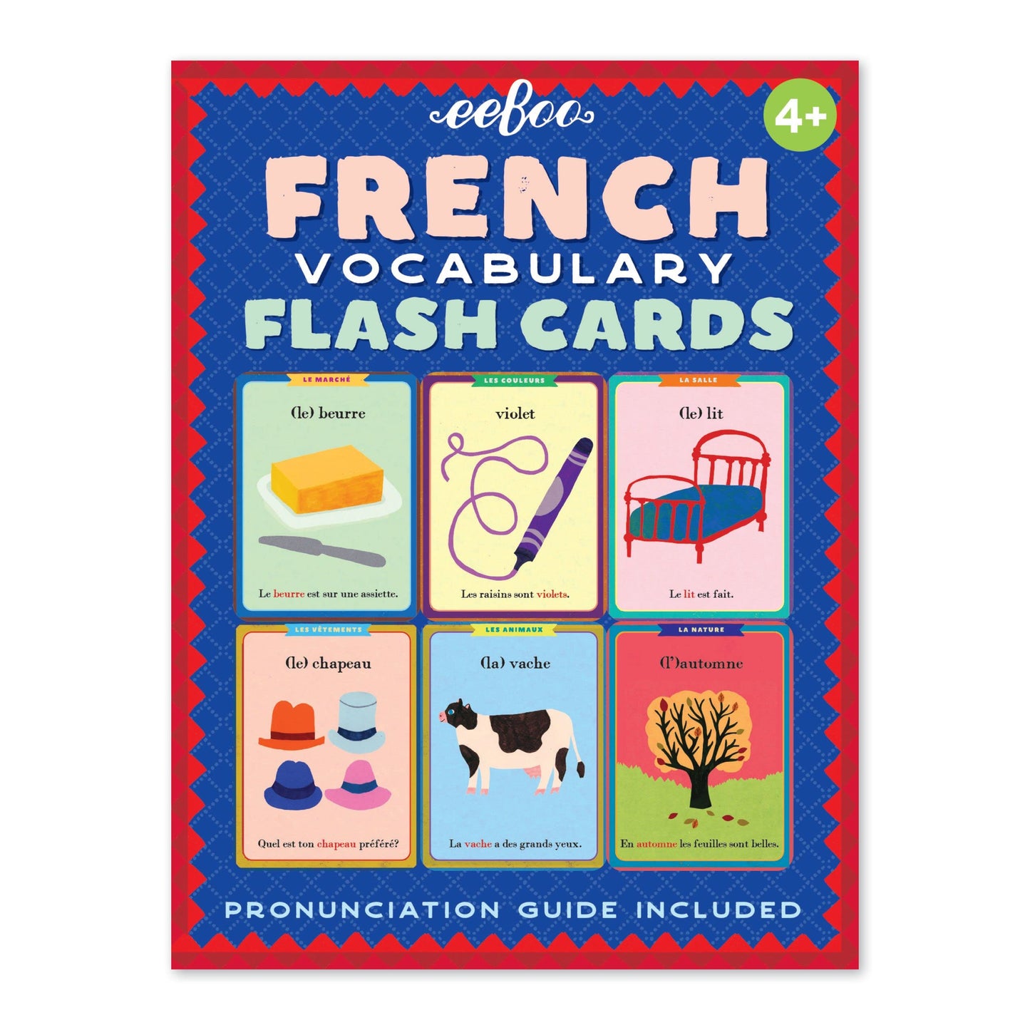 eeBoo: French Vocabulary Flash Cards, Learn French, Imaginative Problem Solving, Educational Games that Cultivates Conversation, Socialization, and Skill-Building, Perfect for Ages 4 and up