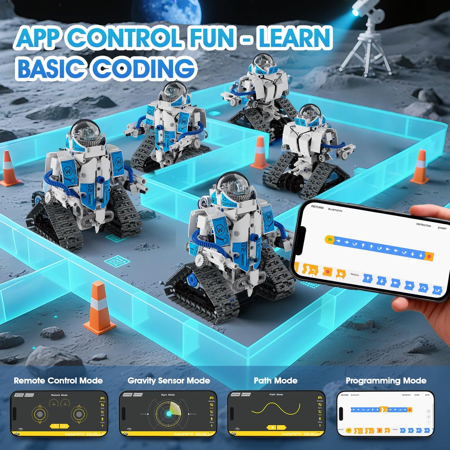 ACIKETO 6 in 1 STEM Robot Building Kit, 780 PCS APP & Remote Control Space Robot Toys for Kids Age 8-14+, Engineering Technic Coding Robotic Kit, Educational Science Set Birthday Gift for Boys Girls