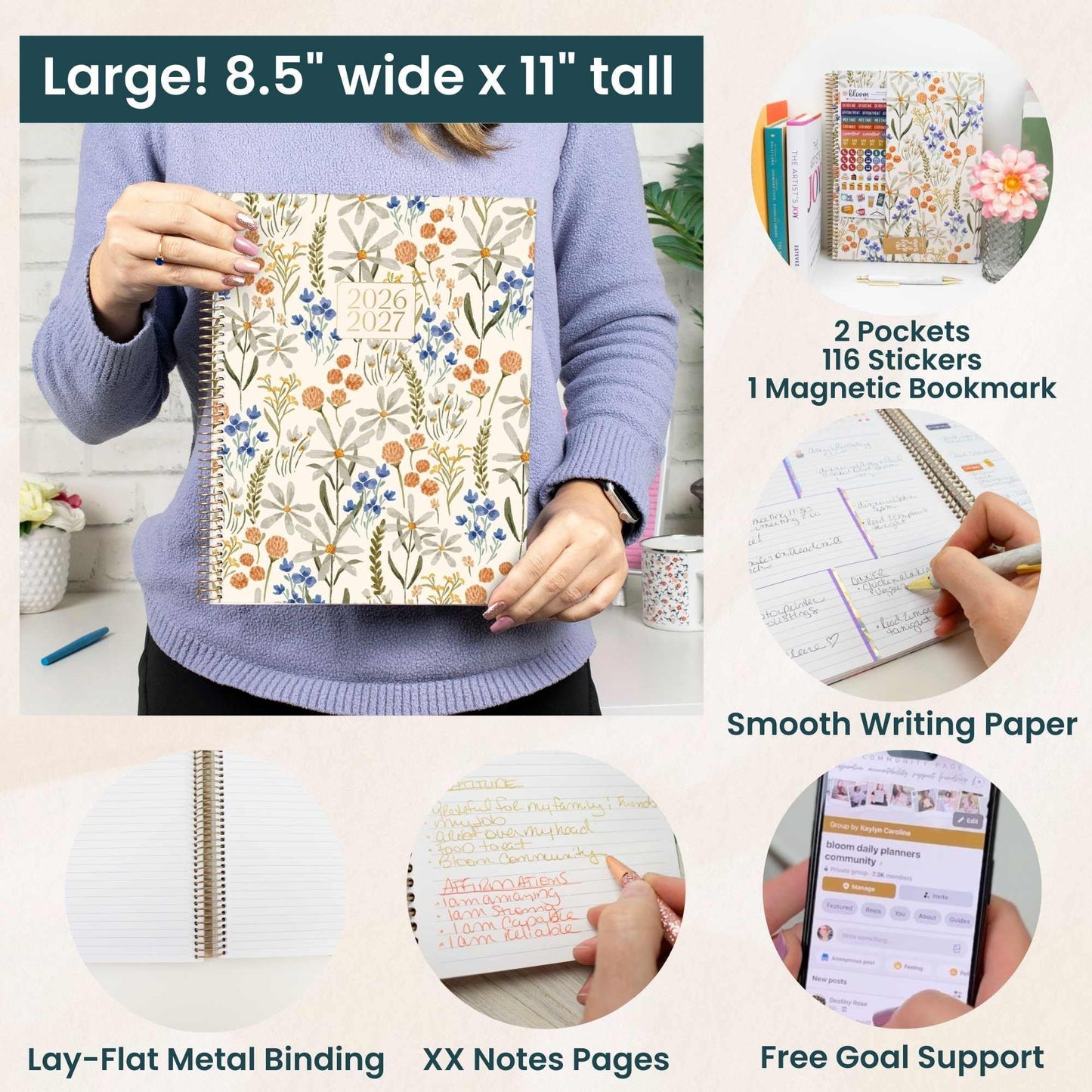 bloom daily planners 2026-2027 (8.5" x 11") Academic Year Day Planner (July 2026 - July 2027) - 13 Months Weekly & Monthly Agenda Organizer with Stickers & Tabs - Whimsical Wildflowers