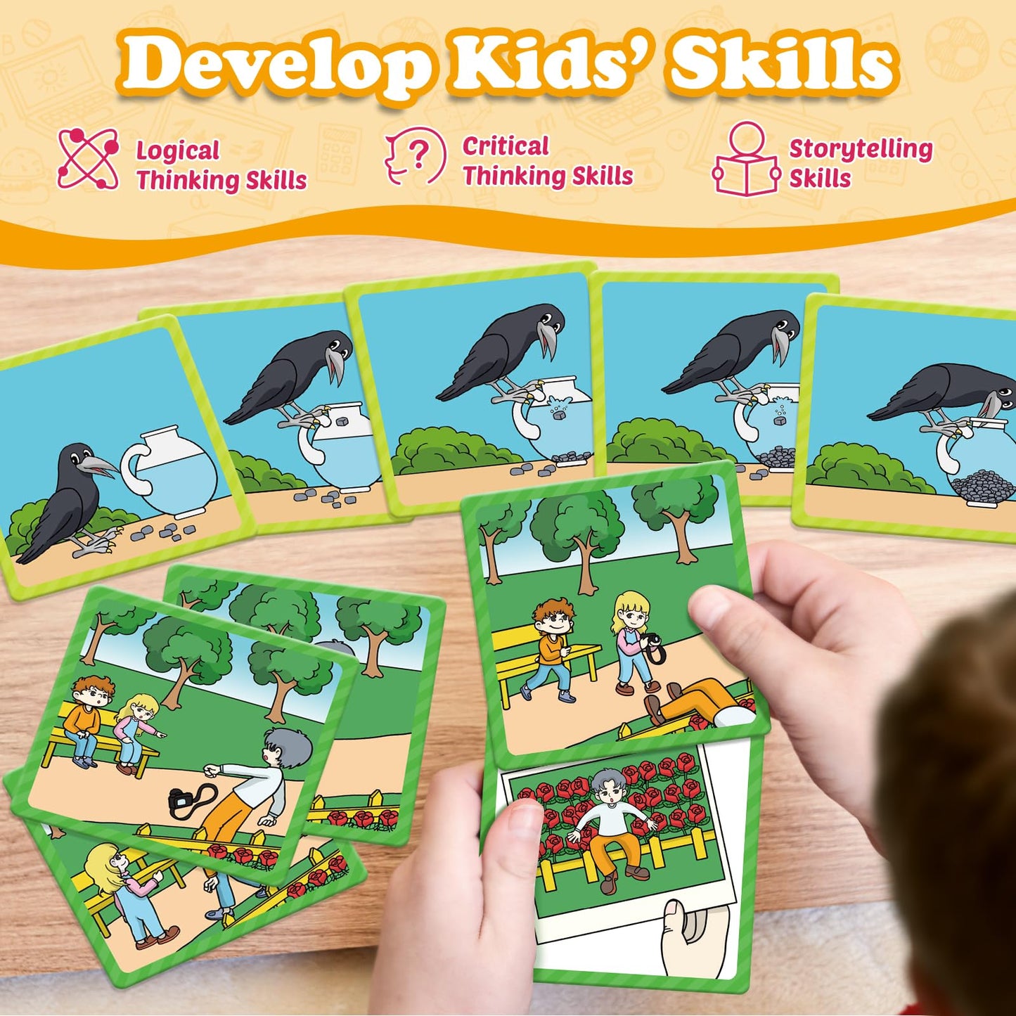 Kasfalci Sequencing Cards,Sequence Board Game for Kids,Speech Therapy Materials Toys for Autism,Story Storytelling,Social Skills,Sentence Building,Preschool Learning Activities,Classroom & Homeschool