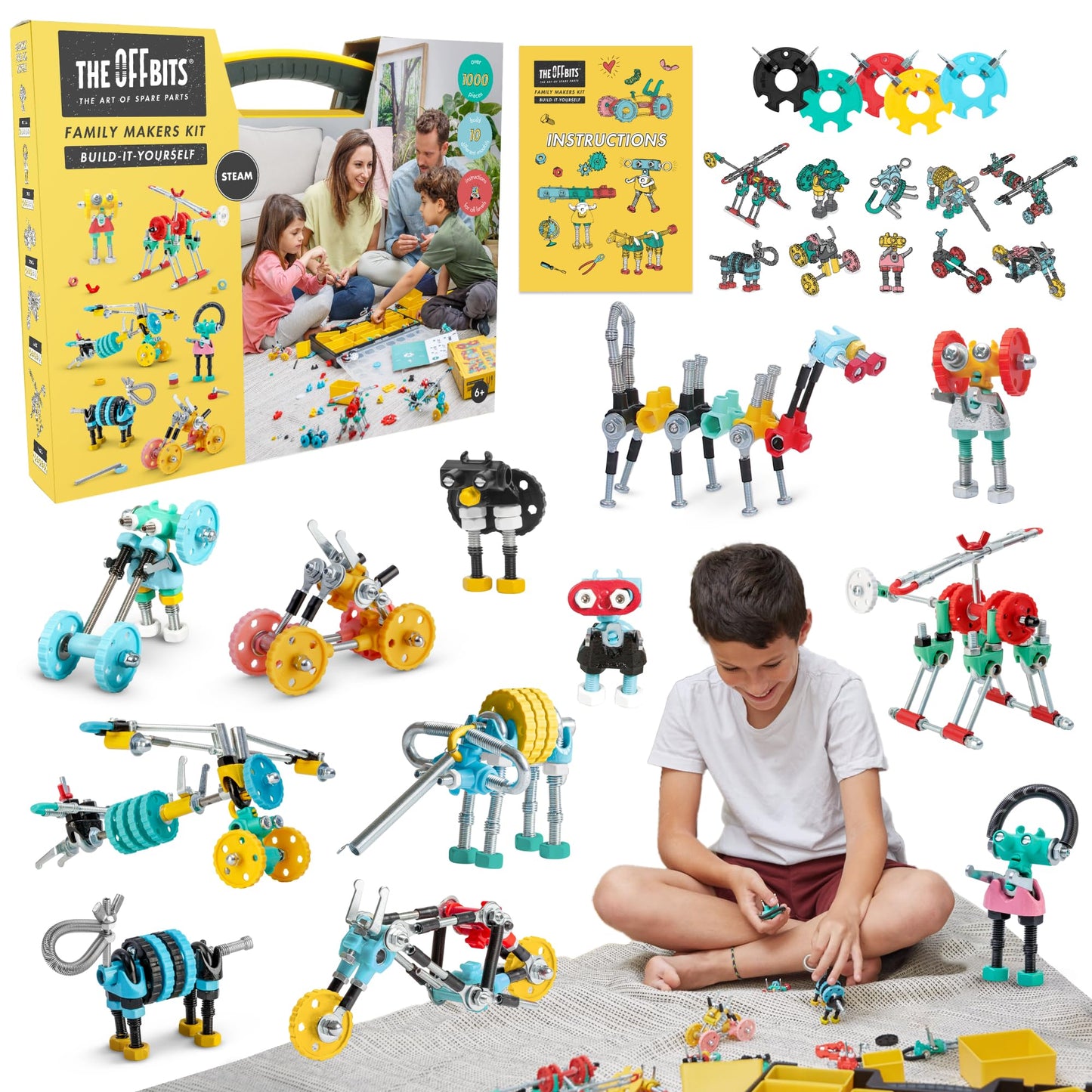 The Off Bits Educational STEM Toys for 6+: Robot Toy Building Sets, 3-in-1 Engineering Kit for Boys and Girls, Build Your Own STEM Building Toys with Endless Possibilities (Family Kit)