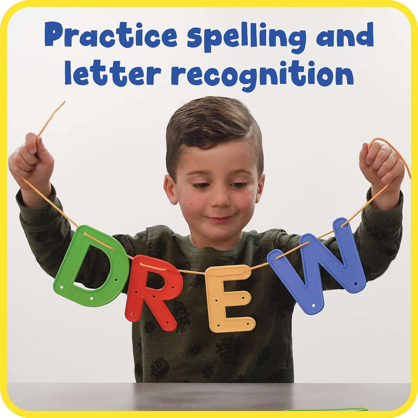 READY 2 LEARN Lacing Alphabet - Uppercase - 26 Letters - 8 Laces - Threading Toy for 3, 4, 5, 6 Year Olds - Fine Motor Skills, Letter Recognition and Early Spelling