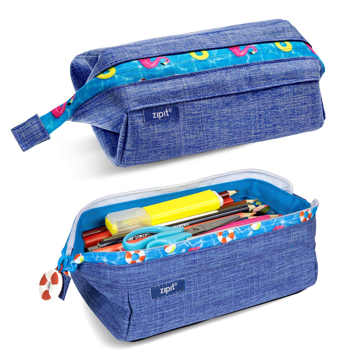ZIPIT Lenny Pencil Case, Large Capacity Zipper Pouch for School, Stationery Bag for Teen Girls Boys and Adults, Teal
