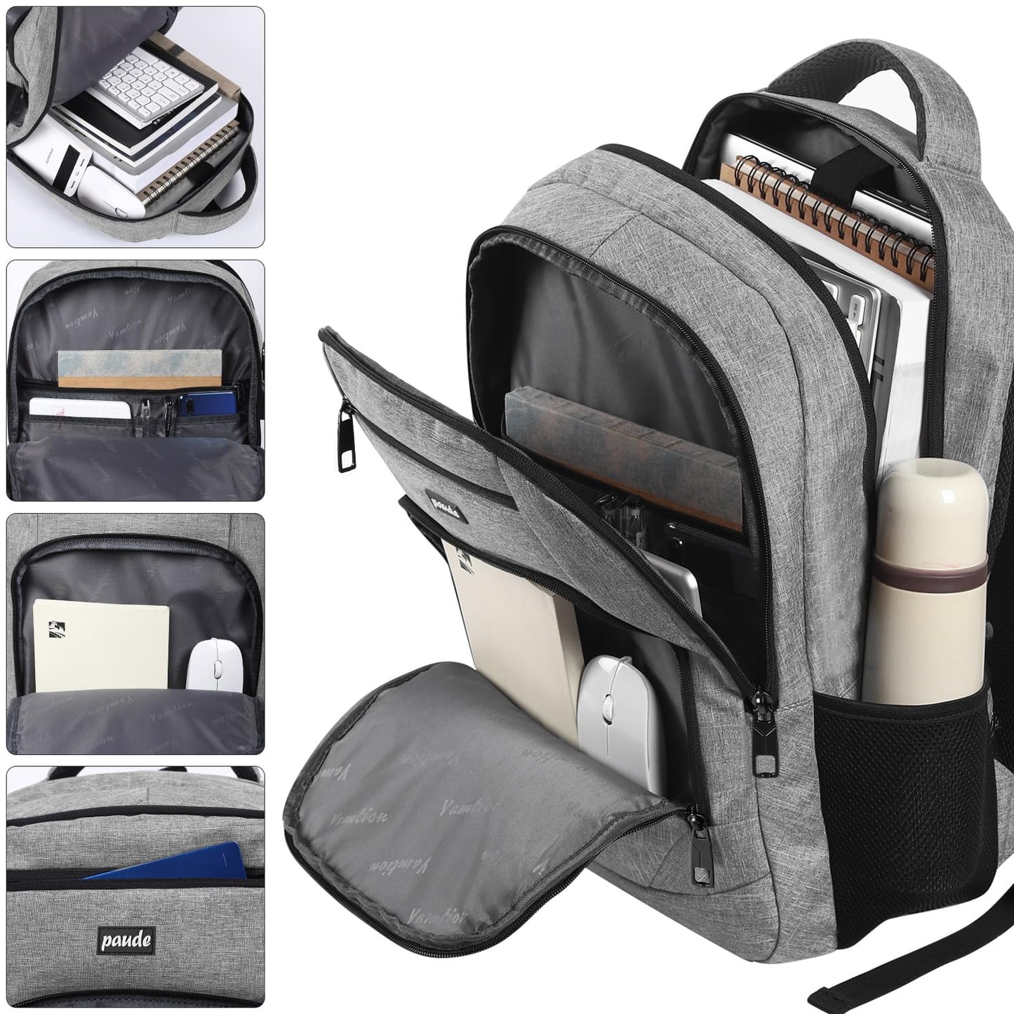 Paude Backpack School,17.3 Inch Travel Laptop Backpack,Bookbag for Teen Boys College Backpack with USB Charging Port,Waterproof