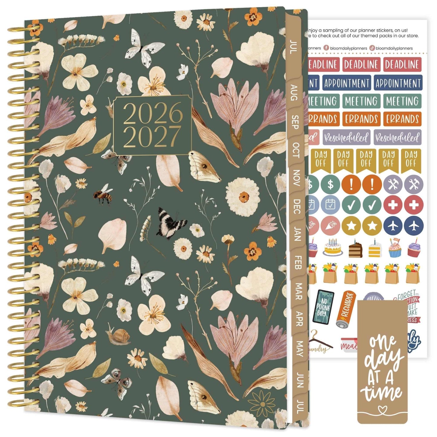 bloom daily planners 2026-2027 Planner - Academic Year (July 2026 - July 2027) Monthly & Weekly Soft Cover Planner for Women - 13 Month Calendar Agenda Book with Stickers - 5.5" x 8.25" - Butterfly Garden