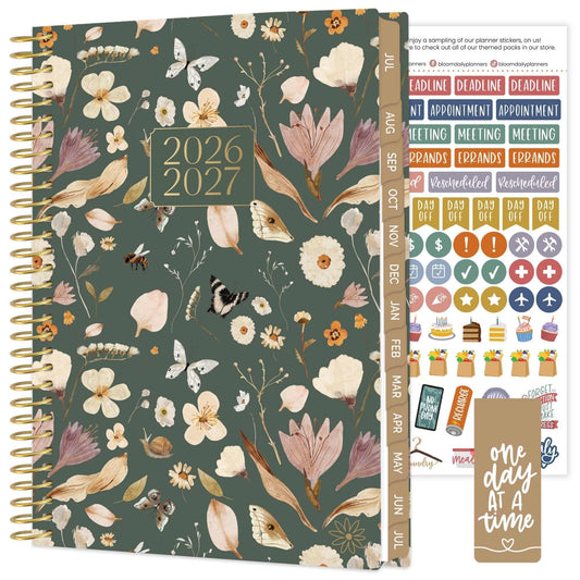 bloom daily planners 2026-2027 Planner - Academic Year (July 2026 - July 2027) Monthly & Weekly Soft Cover Planner for Women - 13 Month Calendar Agenda Book with Stickers - 5.5" x 8.25" - Butterfly Garden