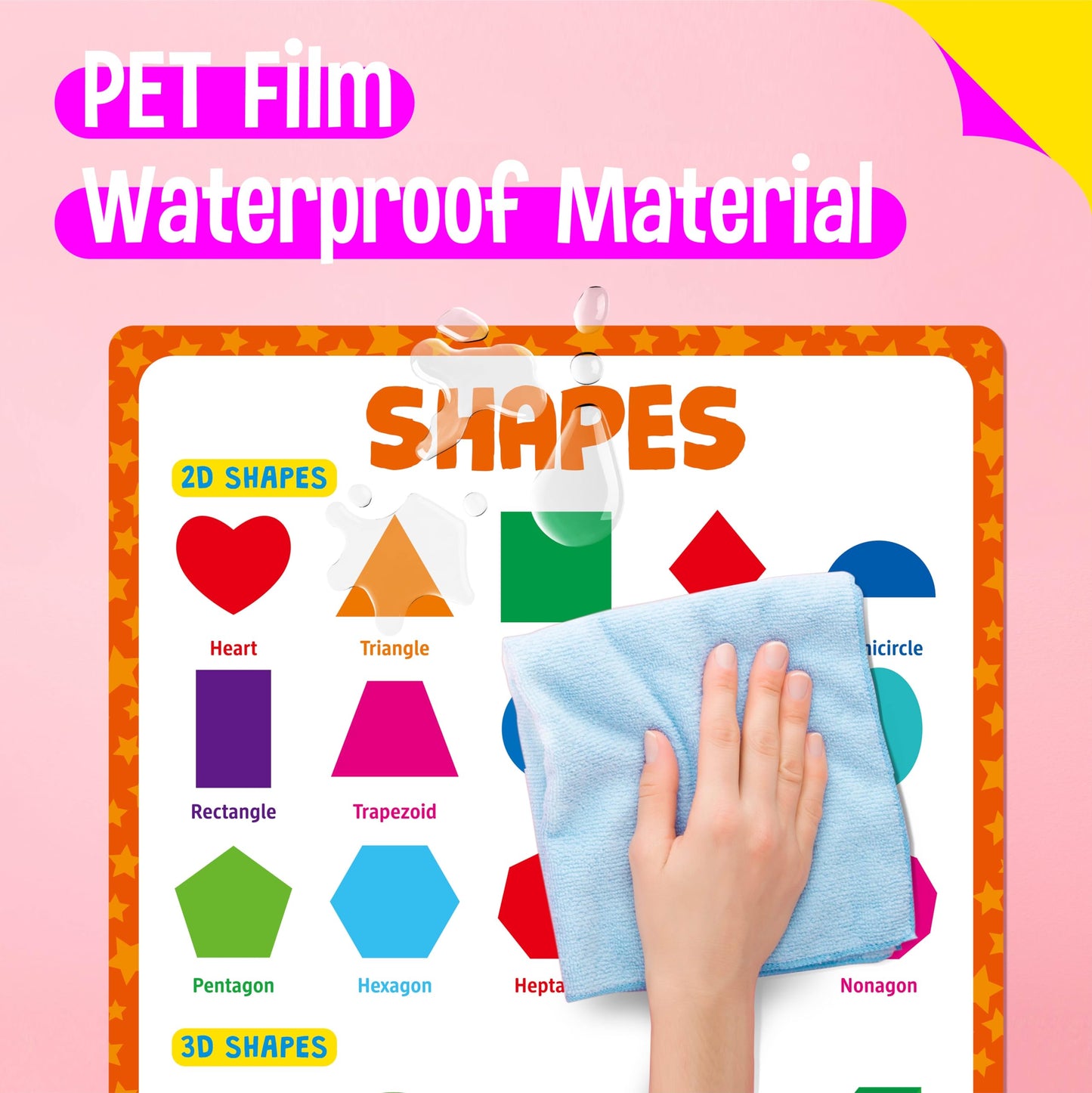 15 Packs Math Posters, Thick Elementary Math Chart Waterproof & Tear Proof with PET Film, Early Learning Poster Multiplication Table Educational Posters for Kindergarten Preschool Toddlers (14.5”x11”)