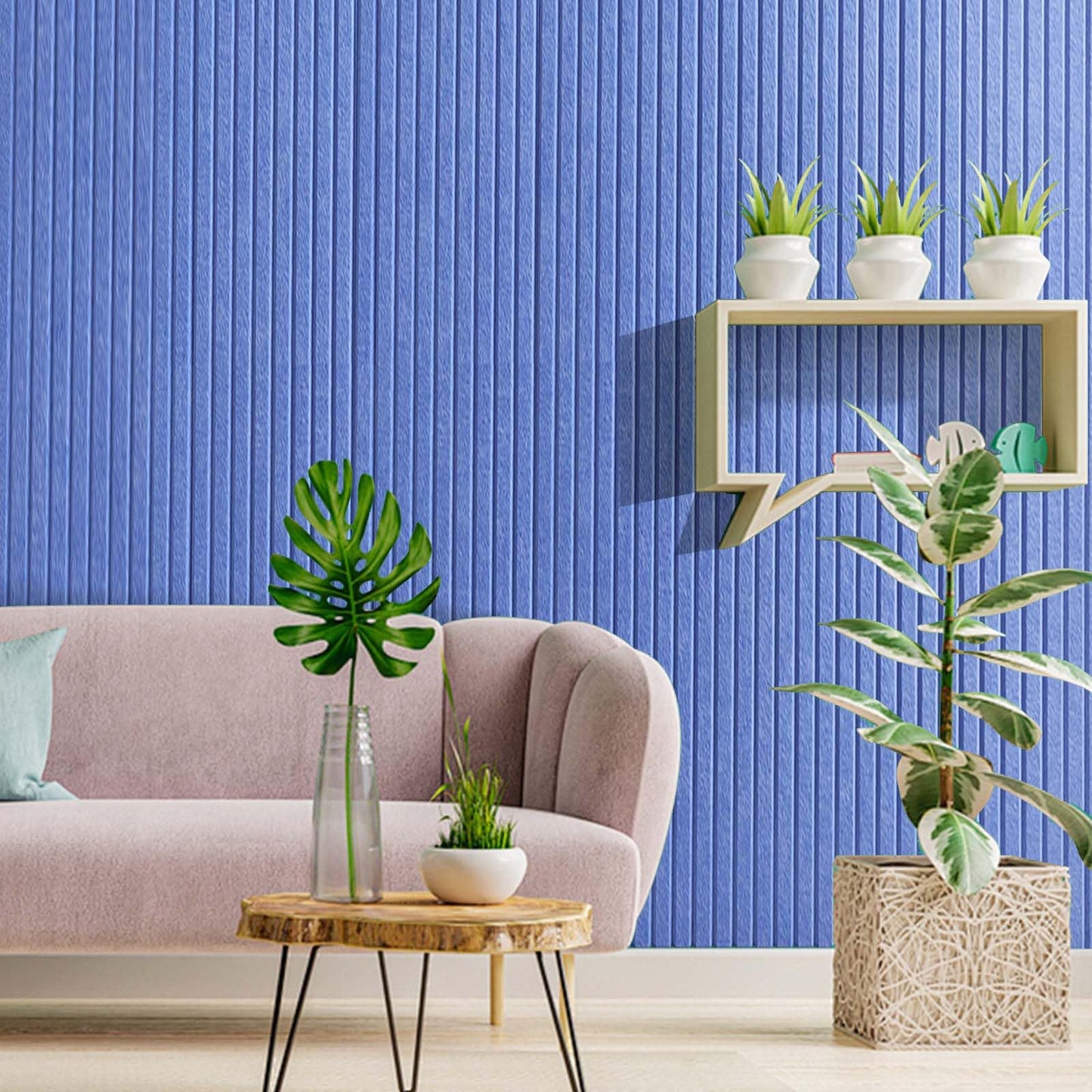Large Cork Board for Office, 8 Pack Felt Wall Tiles with Slat Wall Paneling and Safe Removable Adhesive Tabs, Felt Bulletin Board Pin Board Cork Boards for Walls - Sky Blue