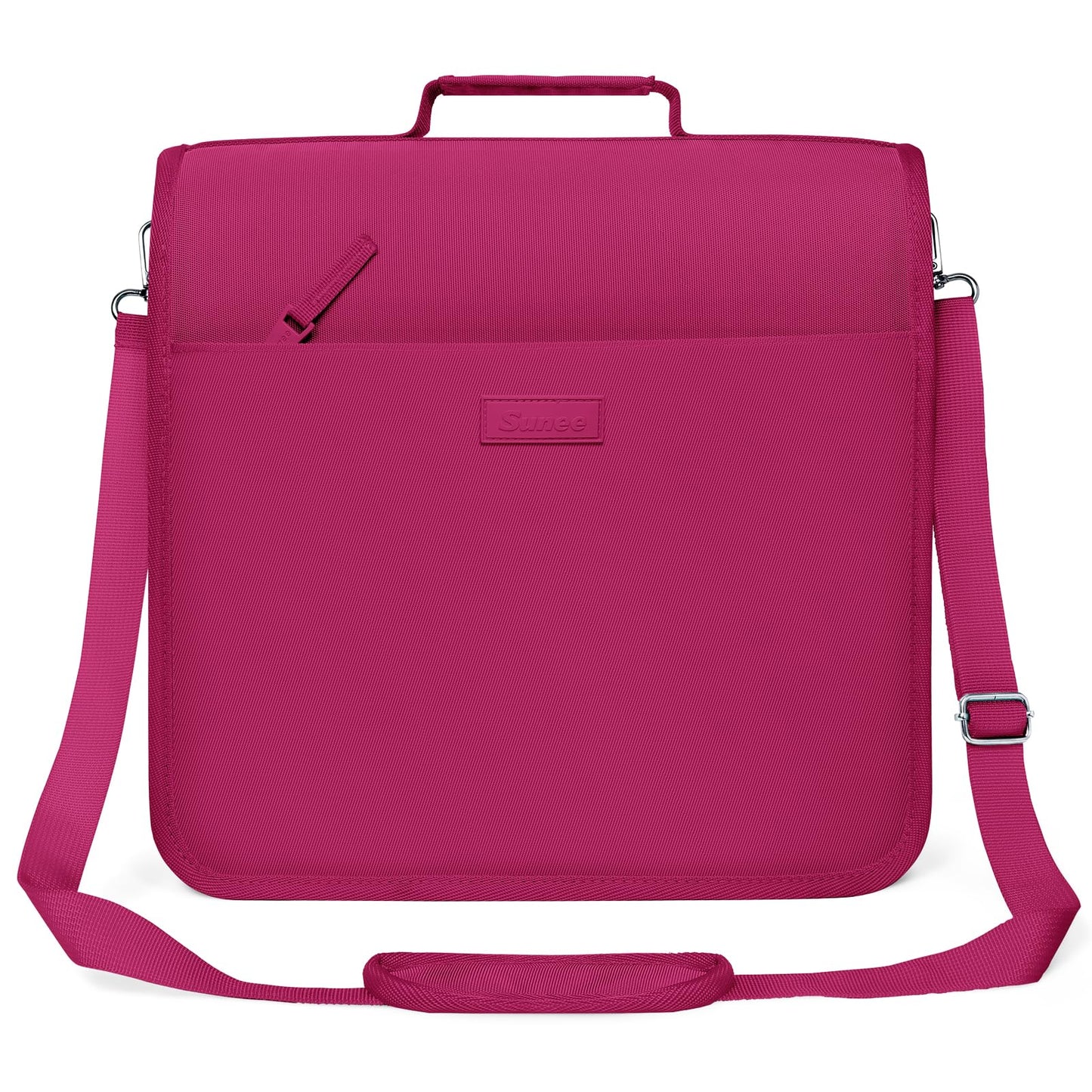 SUNEE Zipper Binder 3 Ring, 3 Inch O-Ring with Handle and Shoulder Strap, 600-Sheet Capacity, 5-Tab Expanding File Folder, Multi-Pockets for Middle School Organizer Binder with Zipper, Berry Pink