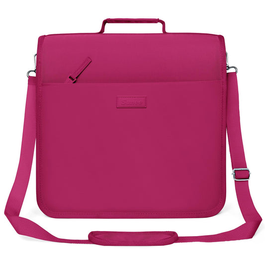 SUNEE Zipper Binder 3 Ring, 3 Inch O-Ring with Handle and Shoulder Strap, 600-Sheet Capacity, 5-Tab Expanding File Folder, Multi-Pockets for Middle School Organizer Binder with Zipper, Berry Pink
