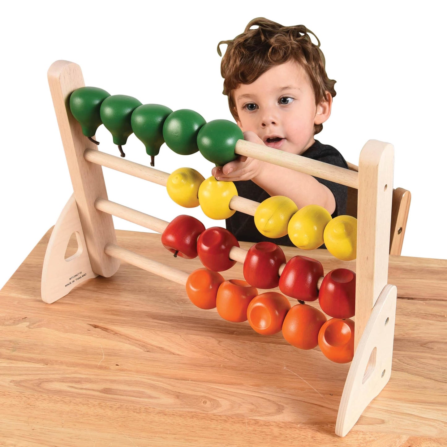 Montessori Hardwood Fruit Abacus – Toddler Counting & Color Recognition Math Toy for Fine Motor Skills, Early Childhood & Special Needs Learning