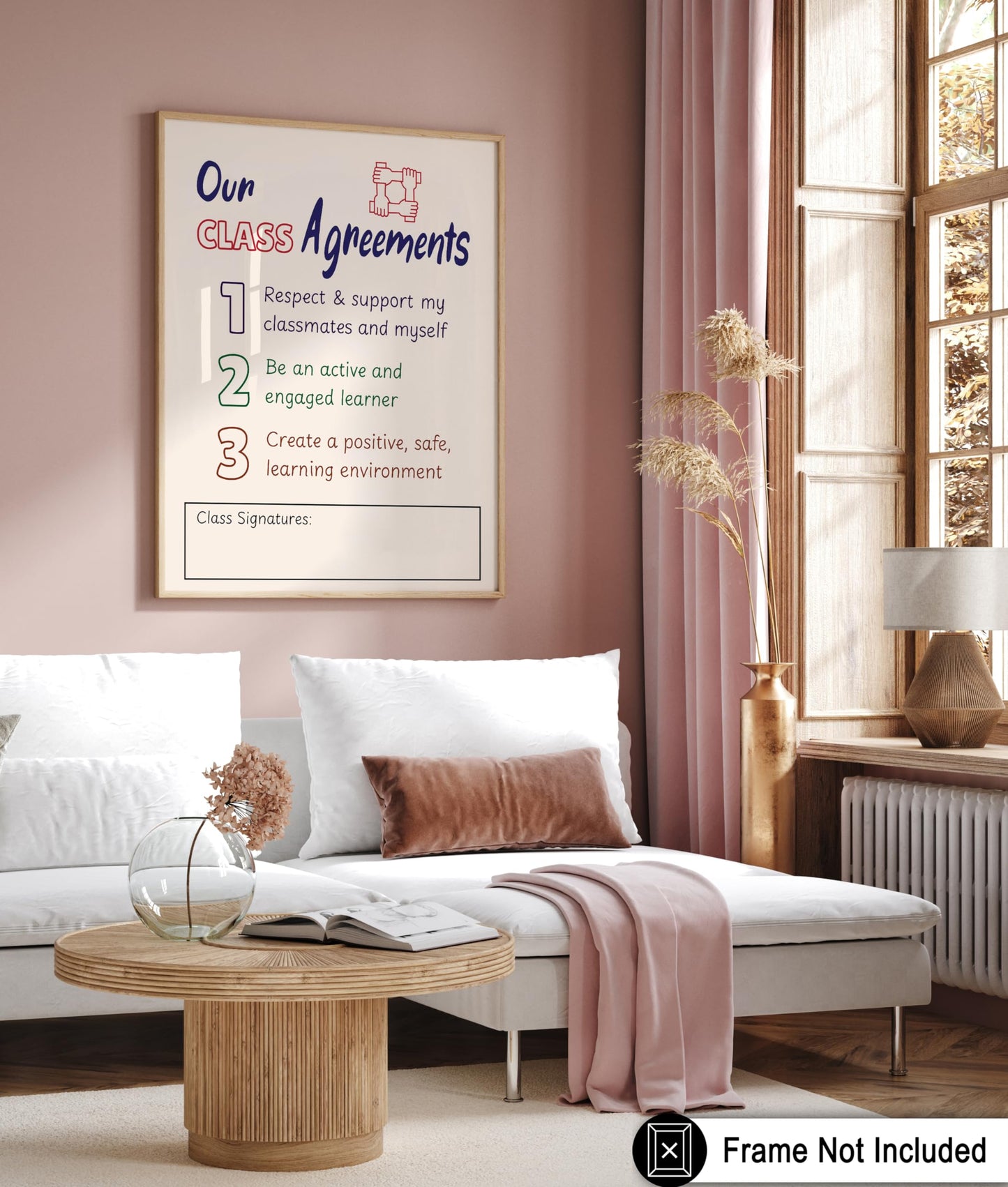 Poster Master Our Class Agreements Poster - Learning Environment Print - Preppy Art - Educational Art - Gift for Teacher & Students - Great Wall Decor for School or Classroom - 8x10 UNFRAMED Wall Art